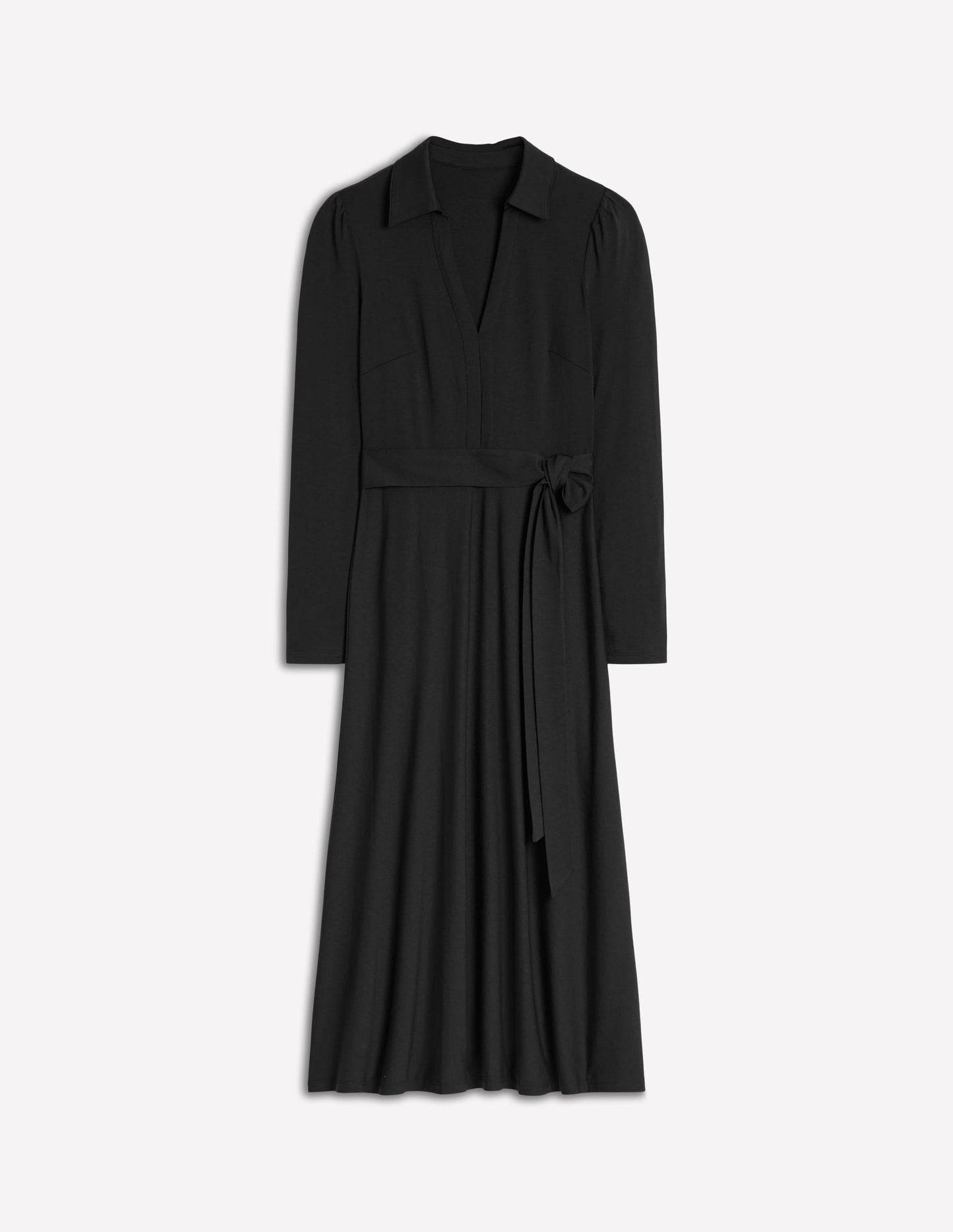 Imogen Collared Jersey Dress-Black