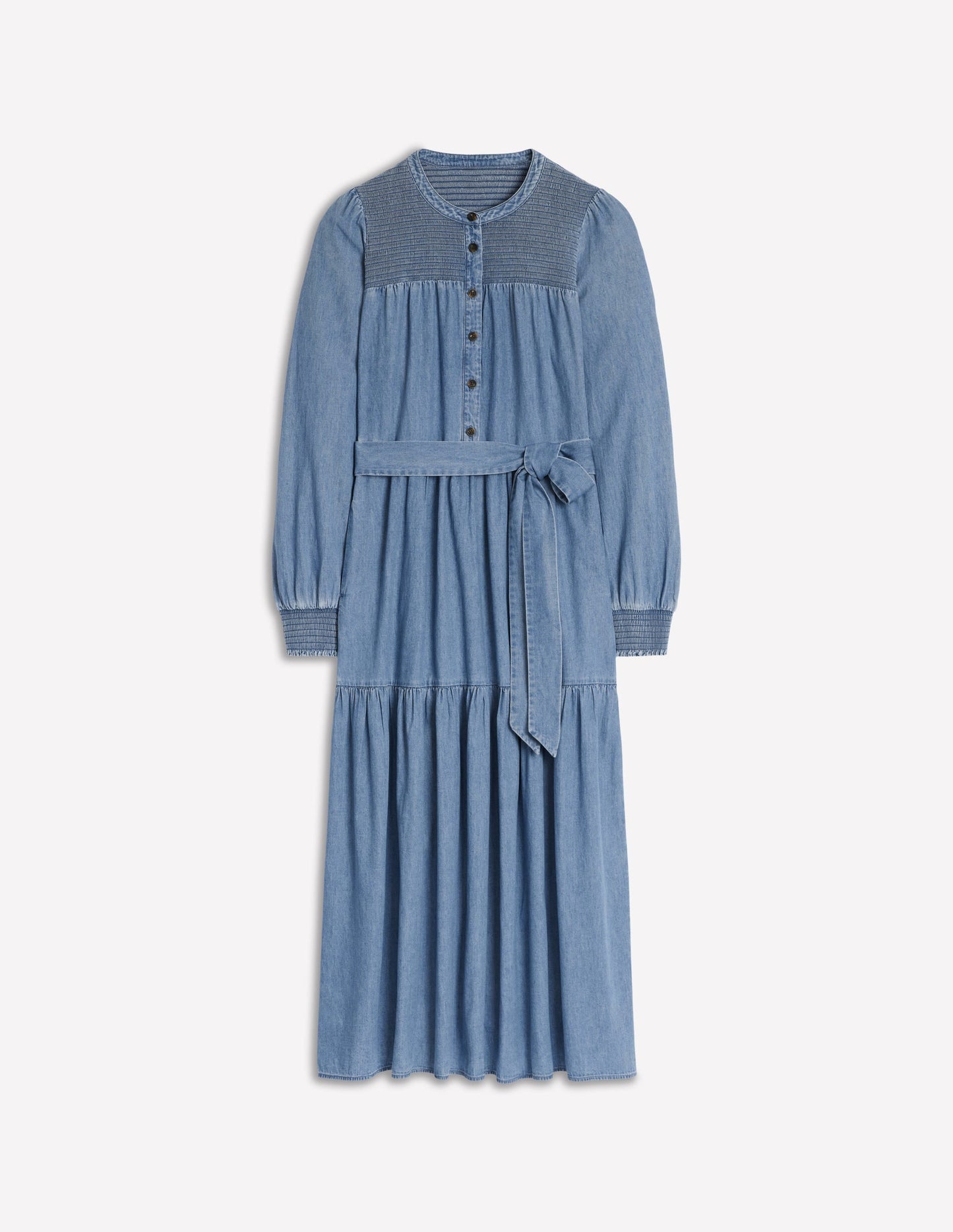 Cecily Denim Midi Dress-Light Vintage Denim