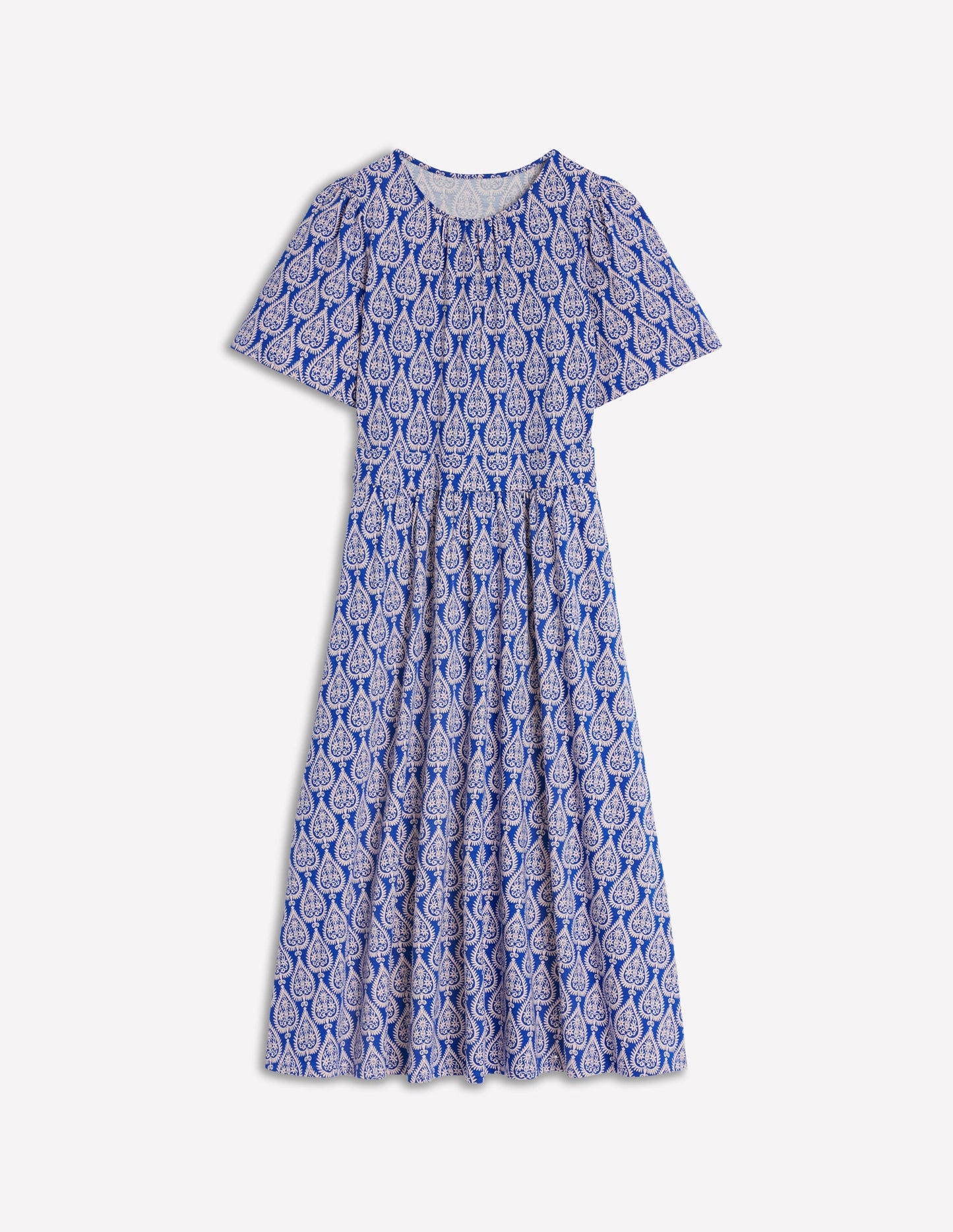 Louisa Jersey Midi Dress-Bright Blue, Ornate Geo