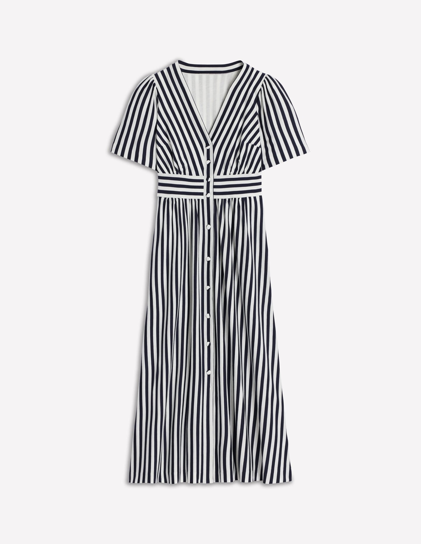 Natalia Jersey Tea Dress-French Navy, Ivory Stripe