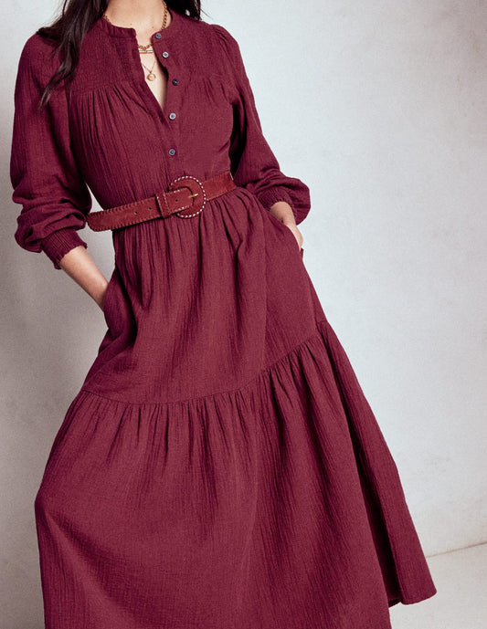 Cecily Double Cloth Midi Dress-Deep Wisteria