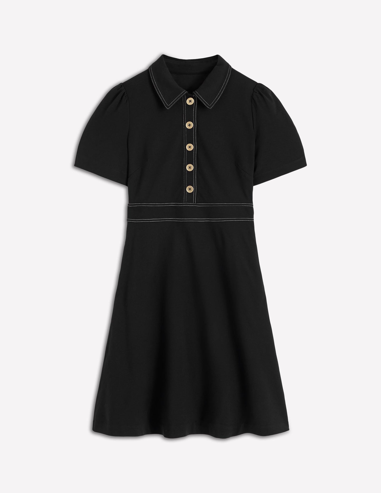 Nicolette Ponte Shirt Dress-Black
