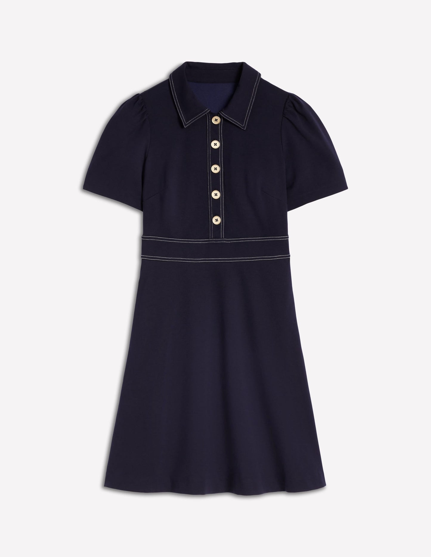 Nicolette Ponte Shirt Dress-Navy