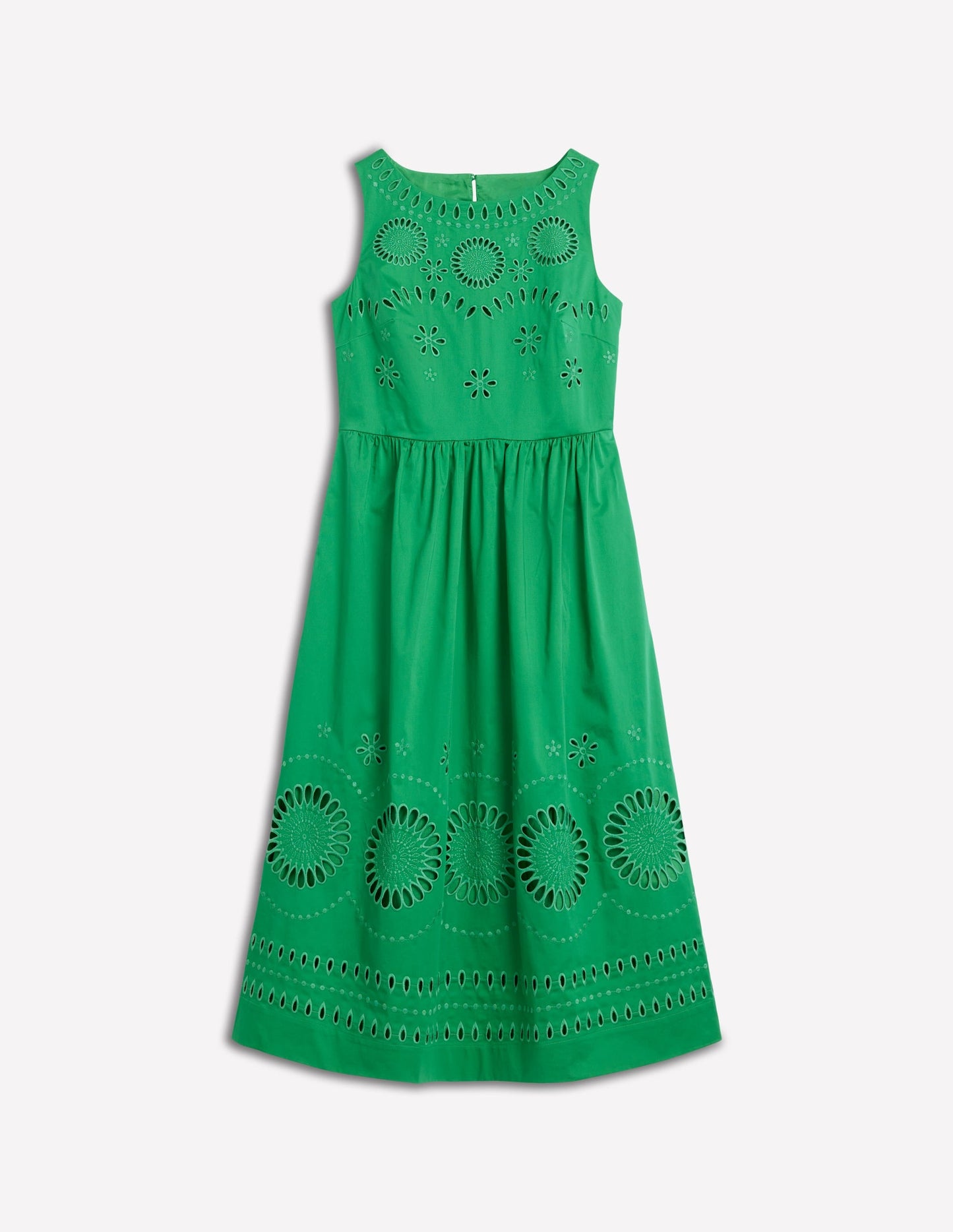 Lauren Broderie Midi Dress-Rich Emerald, Broderie