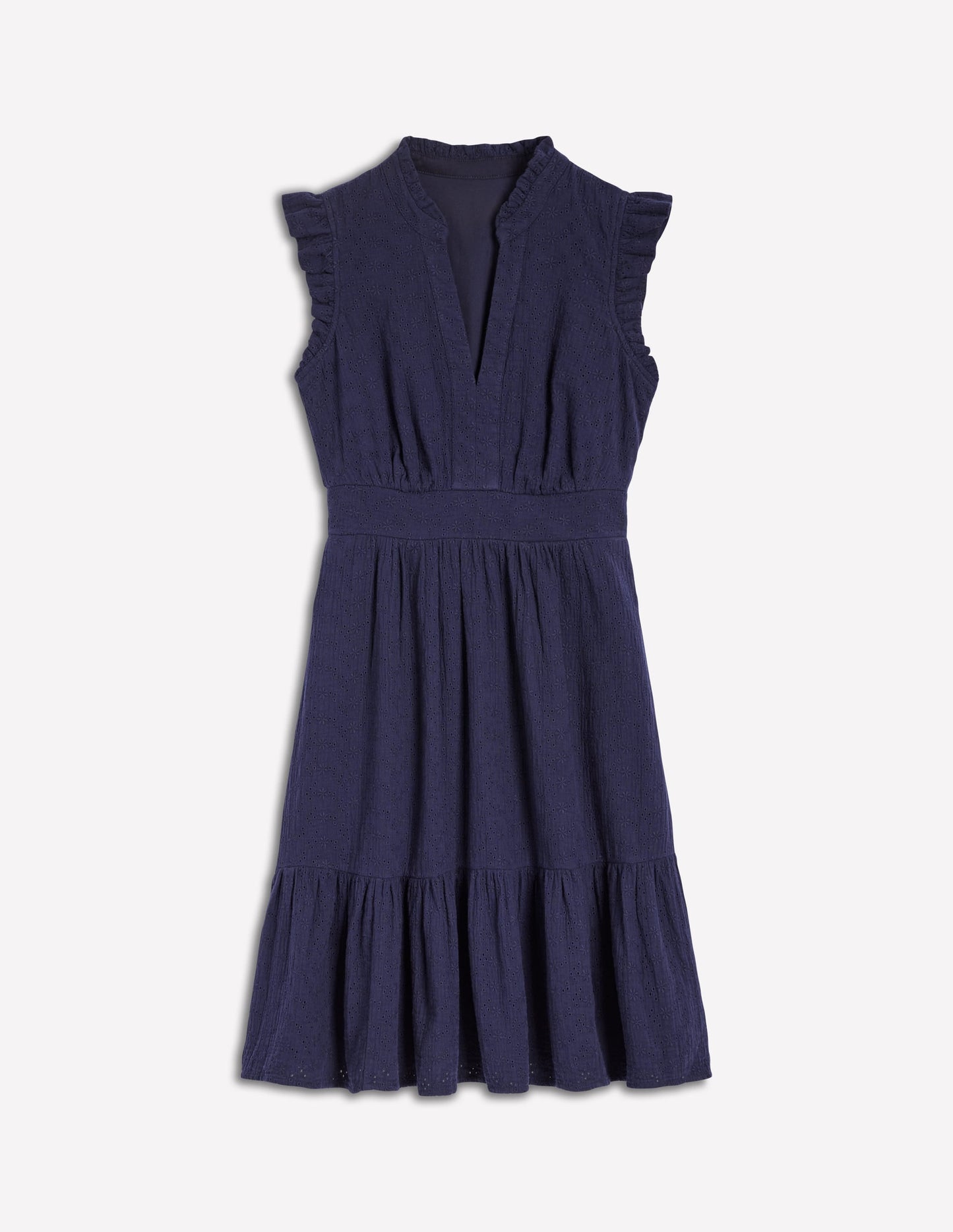 Wren Double Cloth Short Dress-Navy