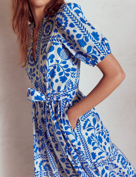 Christabel Cotton Midi Dress-Gallery Blue, Walled Garden