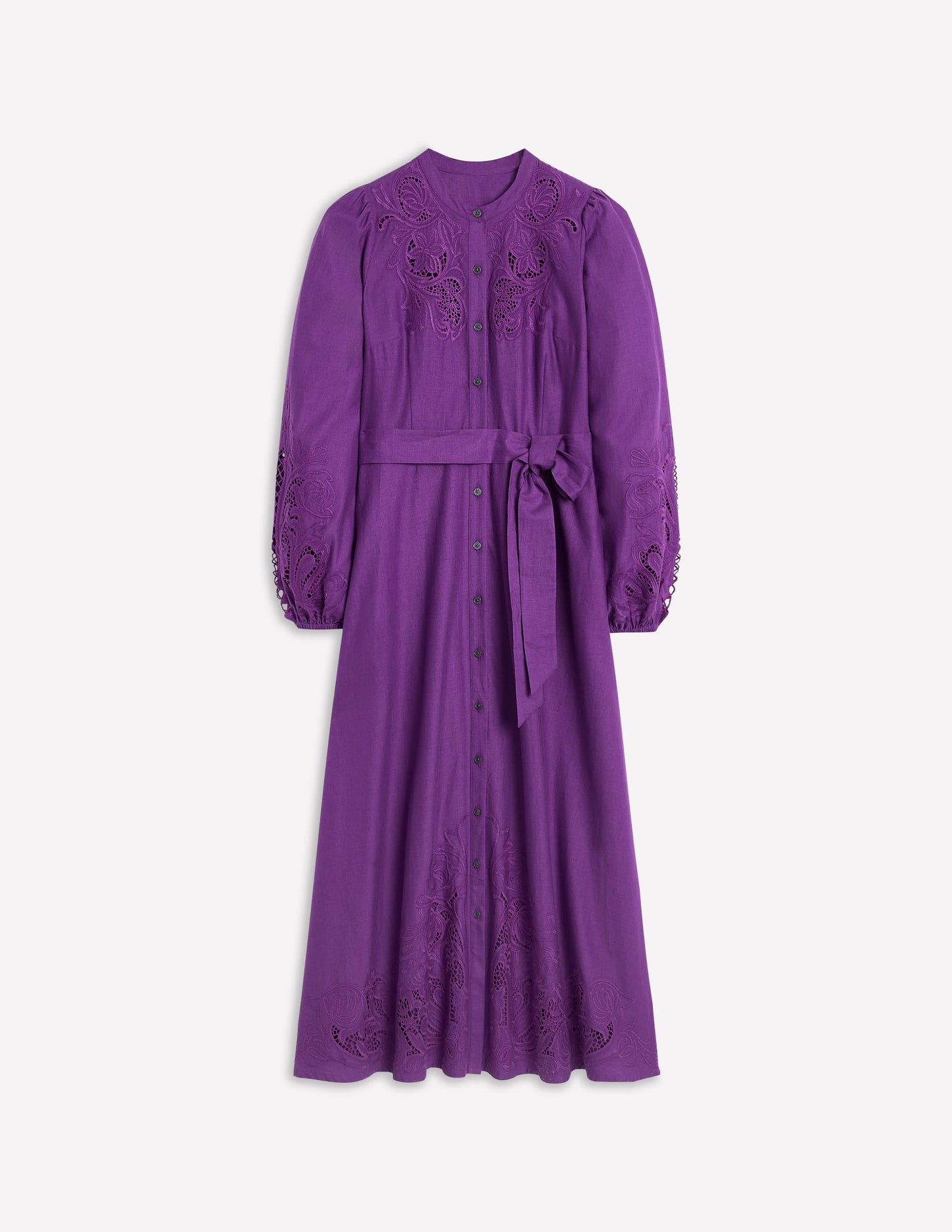 Mae Linen Blend Shirt Dress-Royal Purple