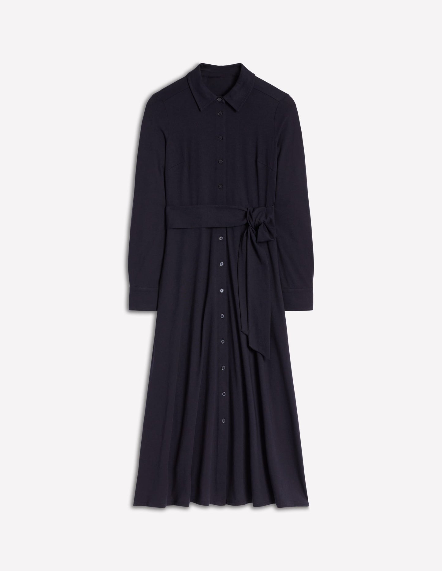 Marcia Jersey Shirt Dress-Navy