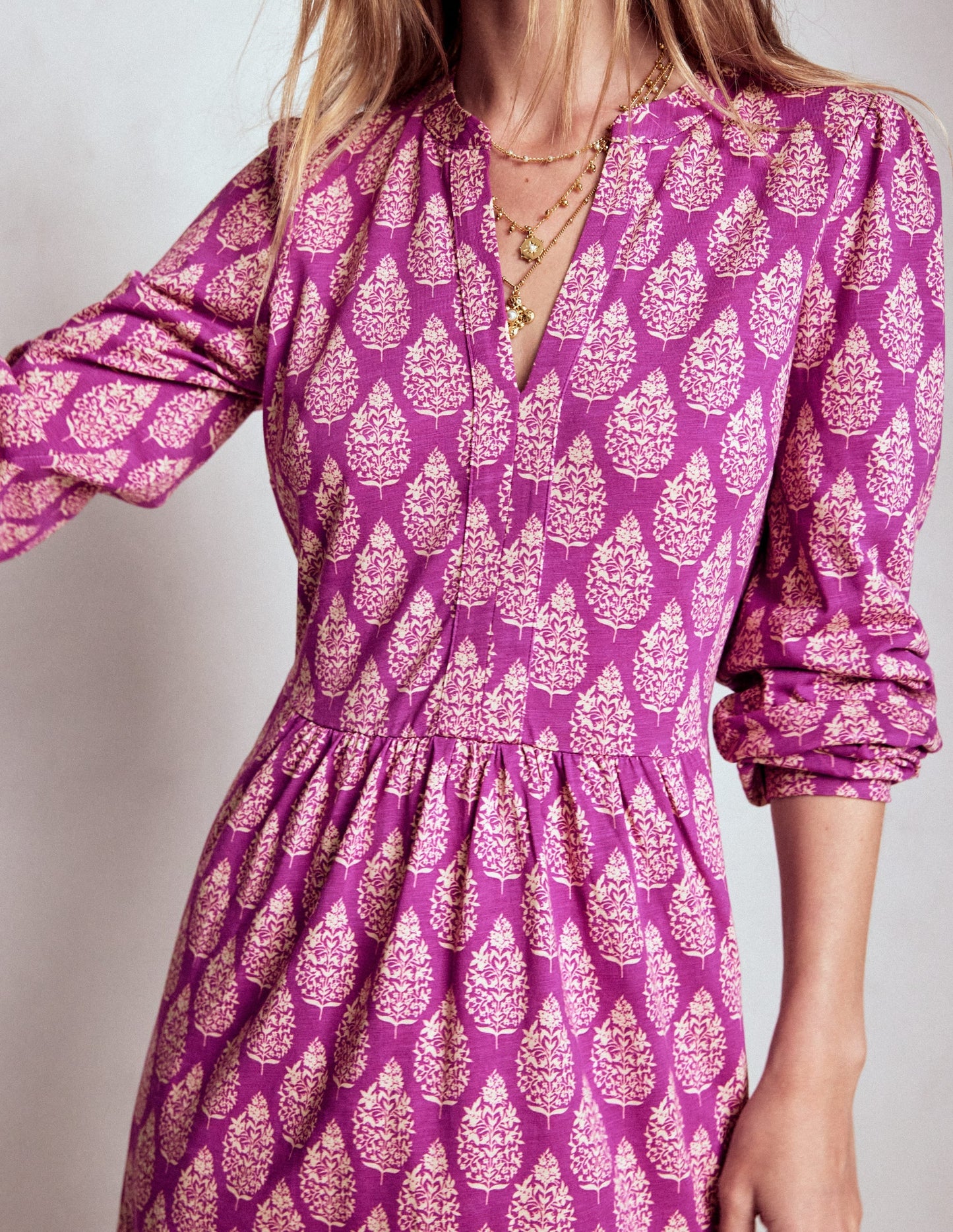 Naomi Relaxed Jersey Dress-Purple, Wildflower Bouquet