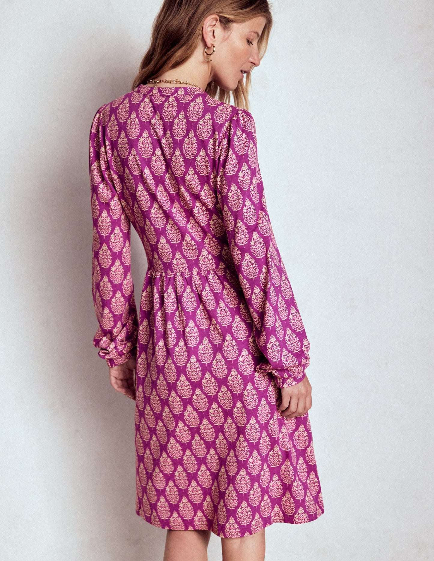 Naomi Relaxed Jersey Dress-Purple, Wildflower Bouquet