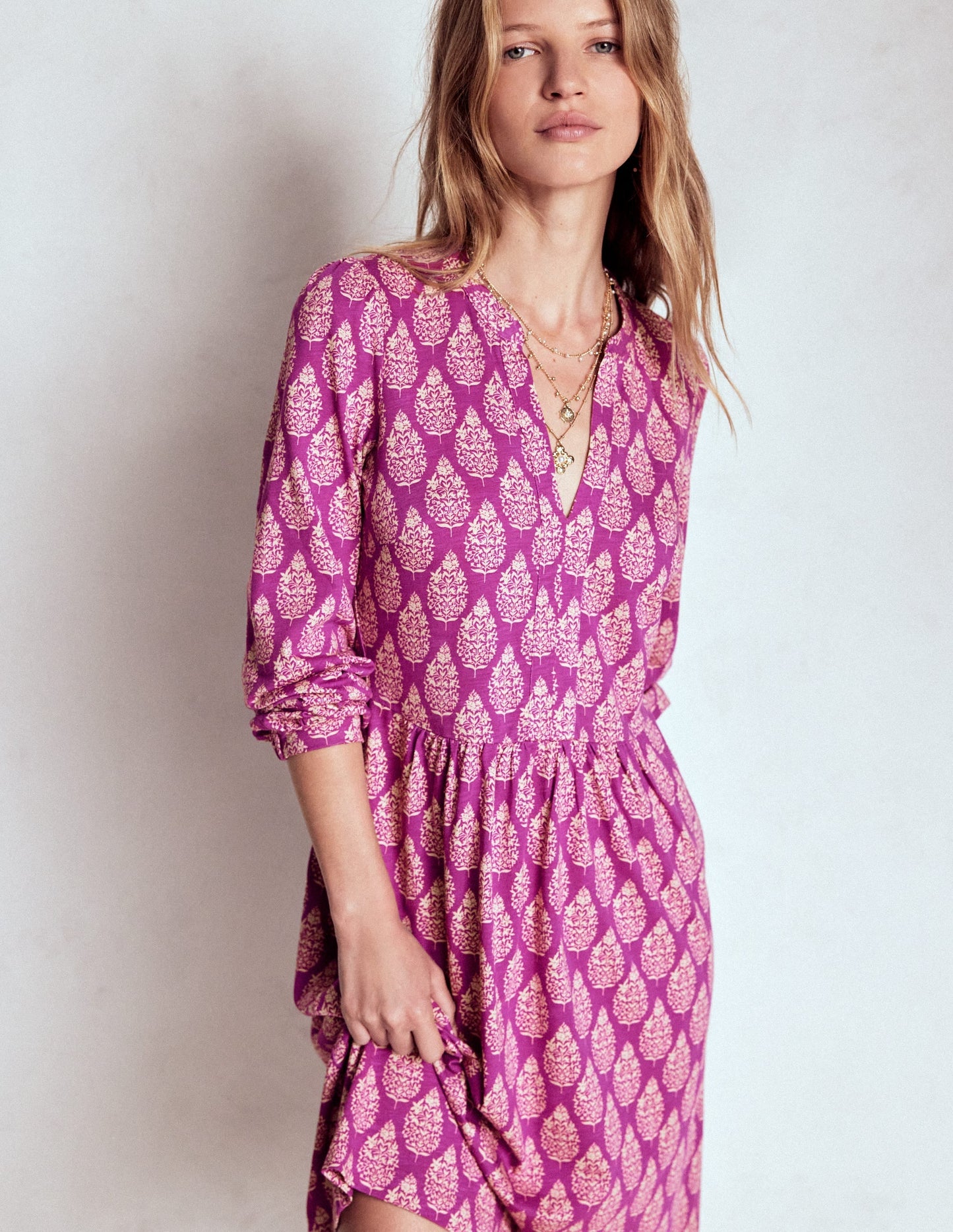 Naomi Relaxed Jersey Dress-Purple, Wildflower Bouquet