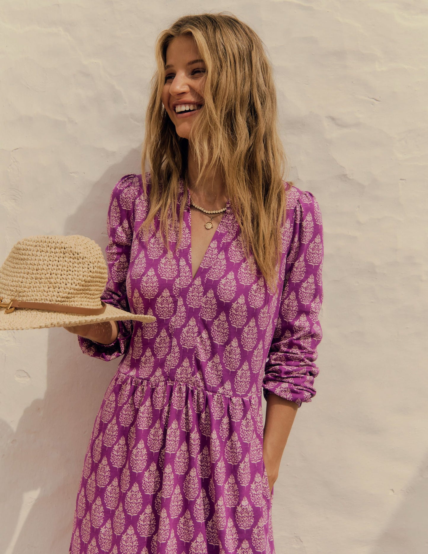 Naomi Relaxed Jersey Dress-Purple, Wildflower Bouquet