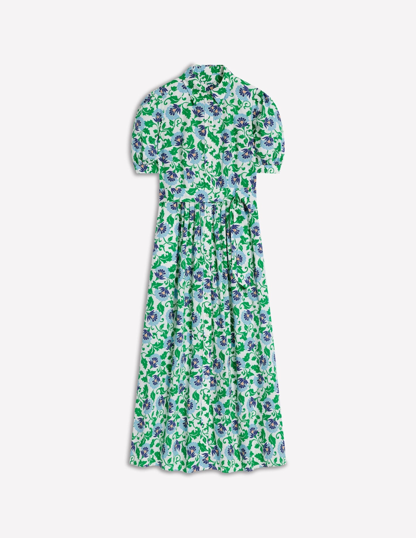 Alexa Maxi Shirt Dress-Rich Emerald, Ornate Vine