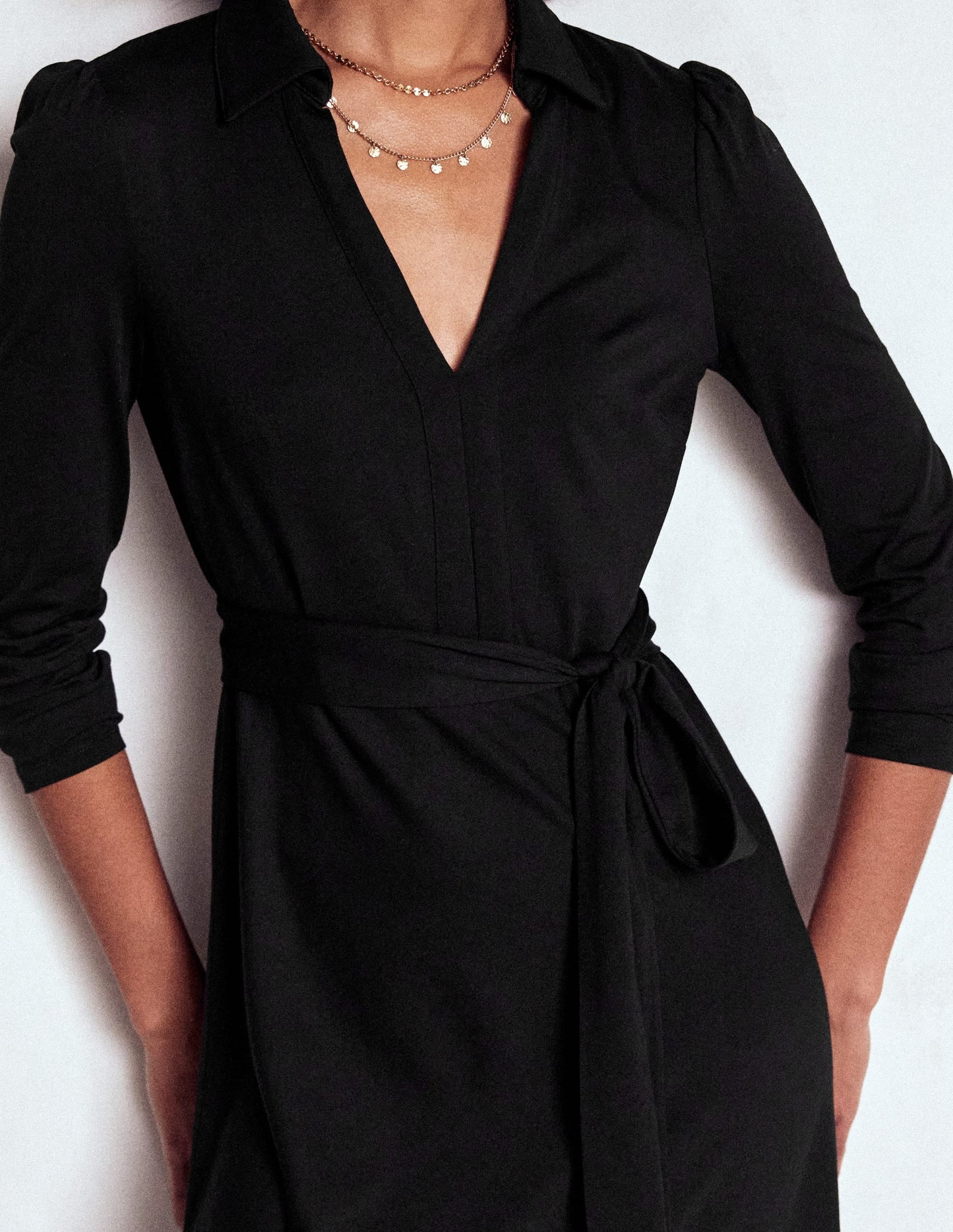 Imogen Collared Jersey Dress-Black