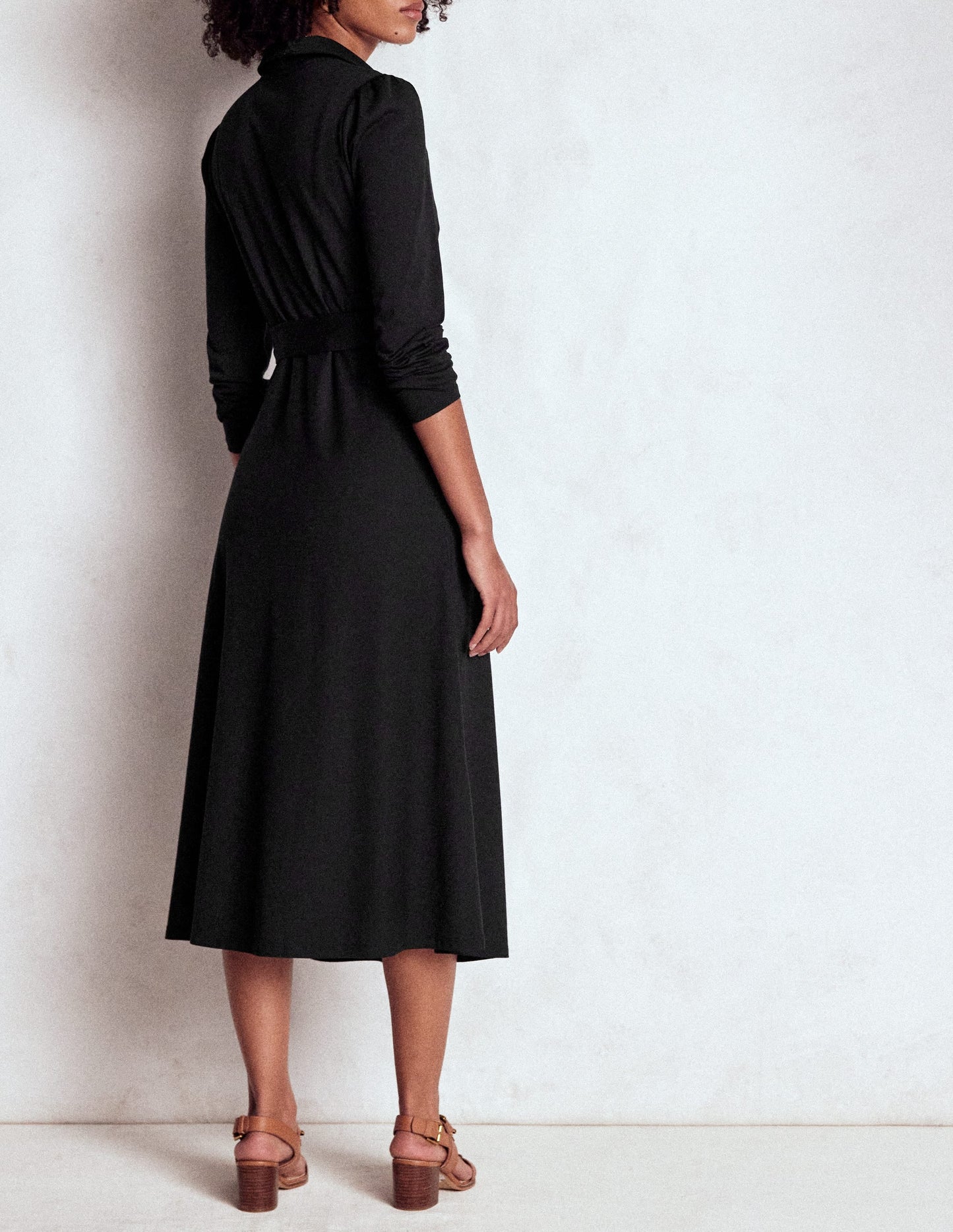 Imogen Collared Jersey Dress-Black