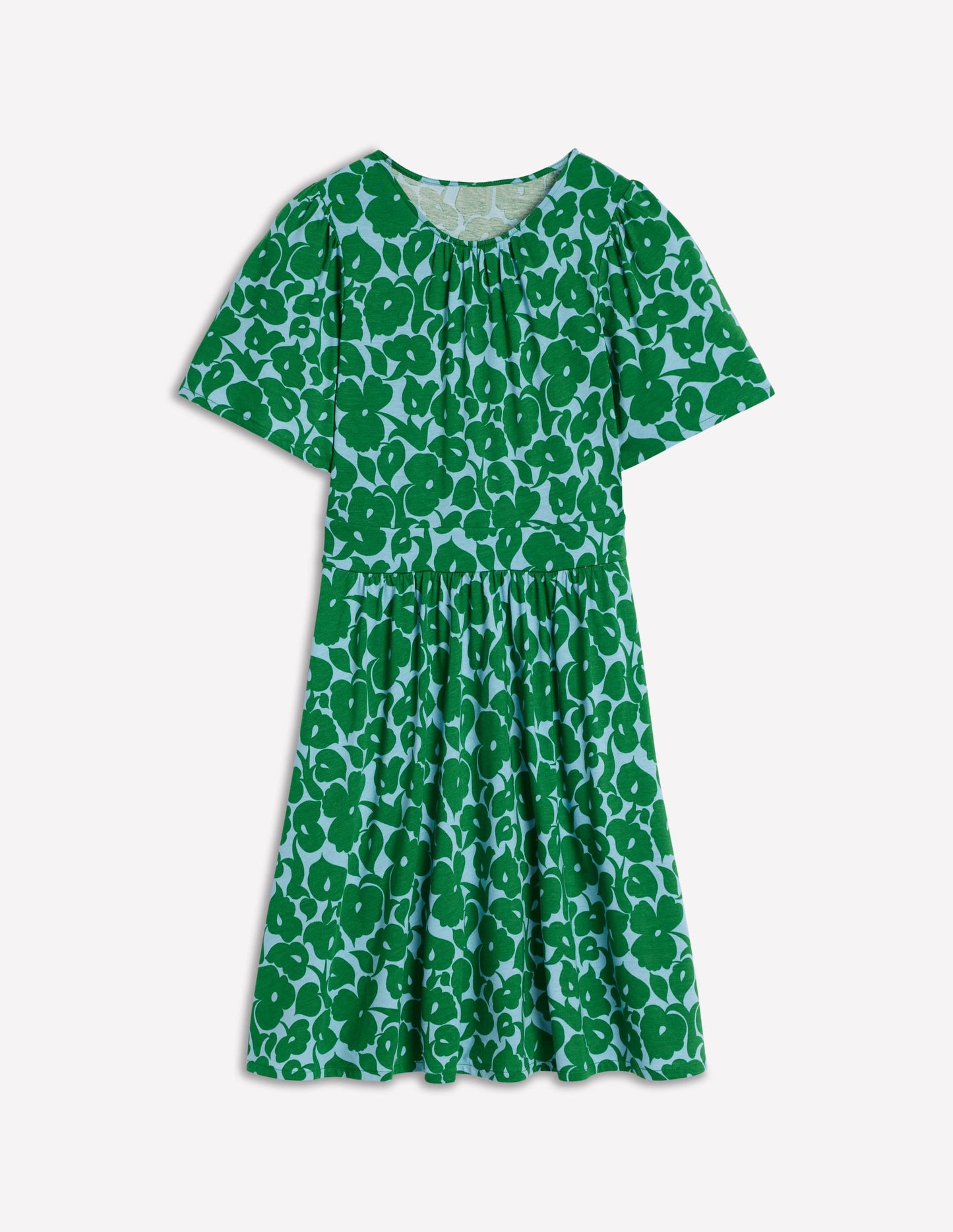Louisa Short Jersey Dress-Highland Green, Leafy Grove