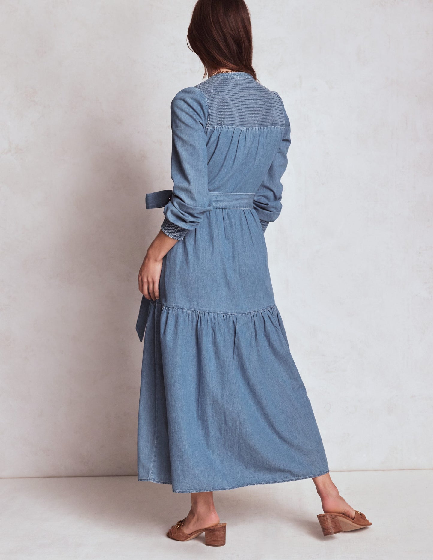 Cecily Denim Midi Dress-Light Vintage Denim