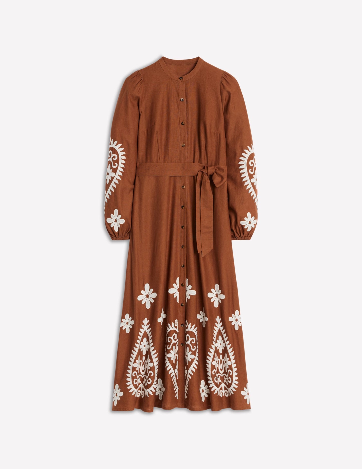 Mae Linen Blend Shirt Dress-Russet