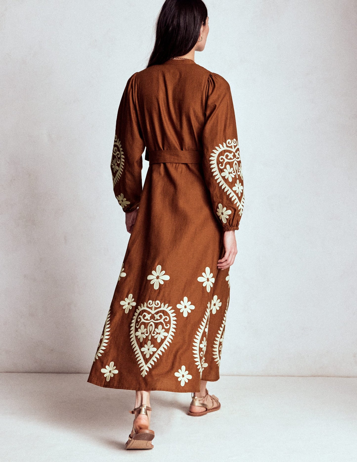 Mae Linen Blend Shirt Dress-Russet