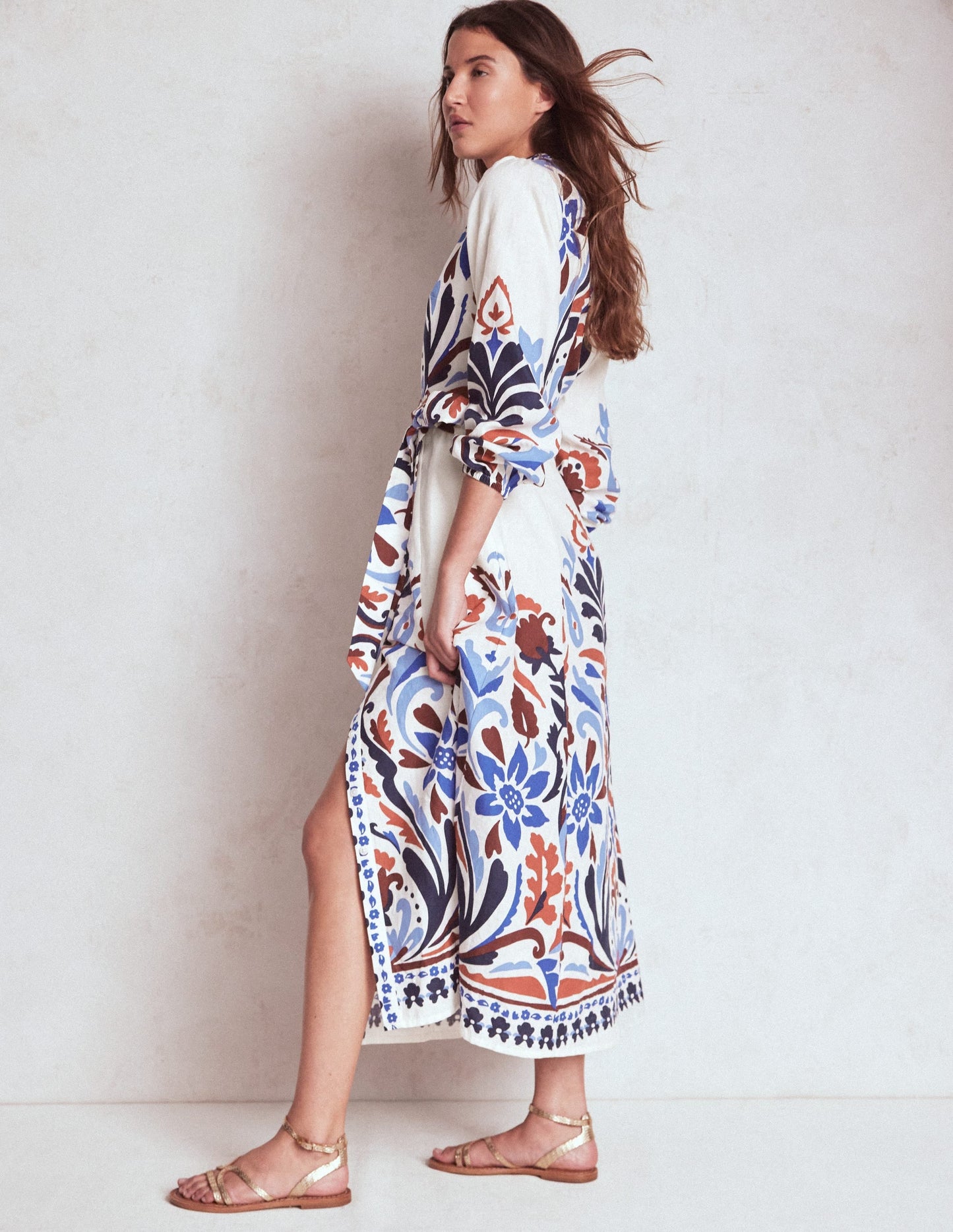 Mae Linen Blend Shirt Dress-Multi, Elaborate Garden