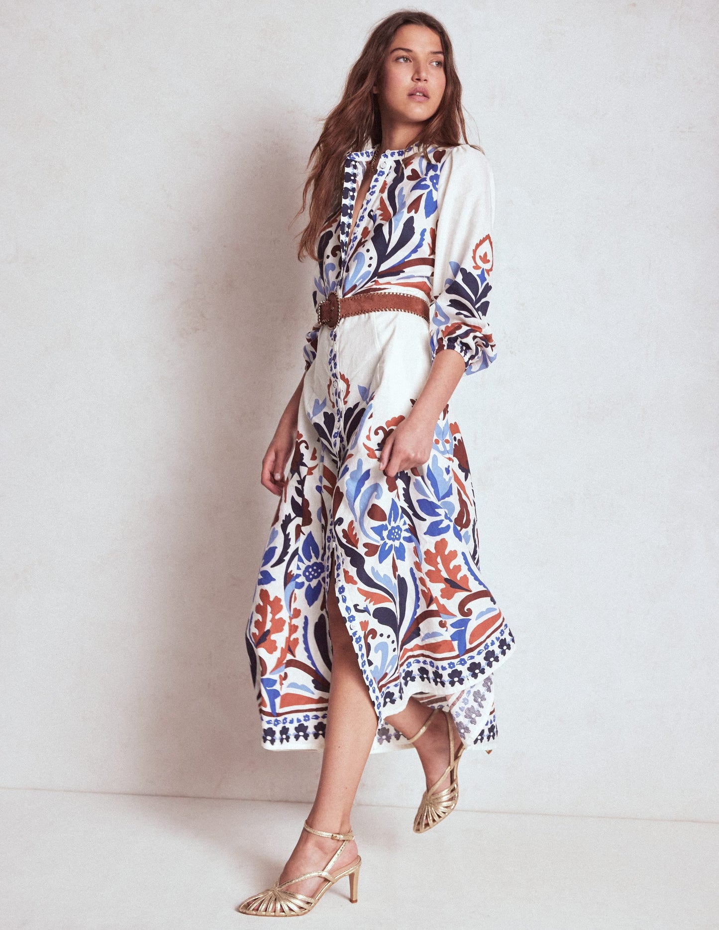 Mae Linen Blend Shirt Dress-Multi, Elaborate Garden