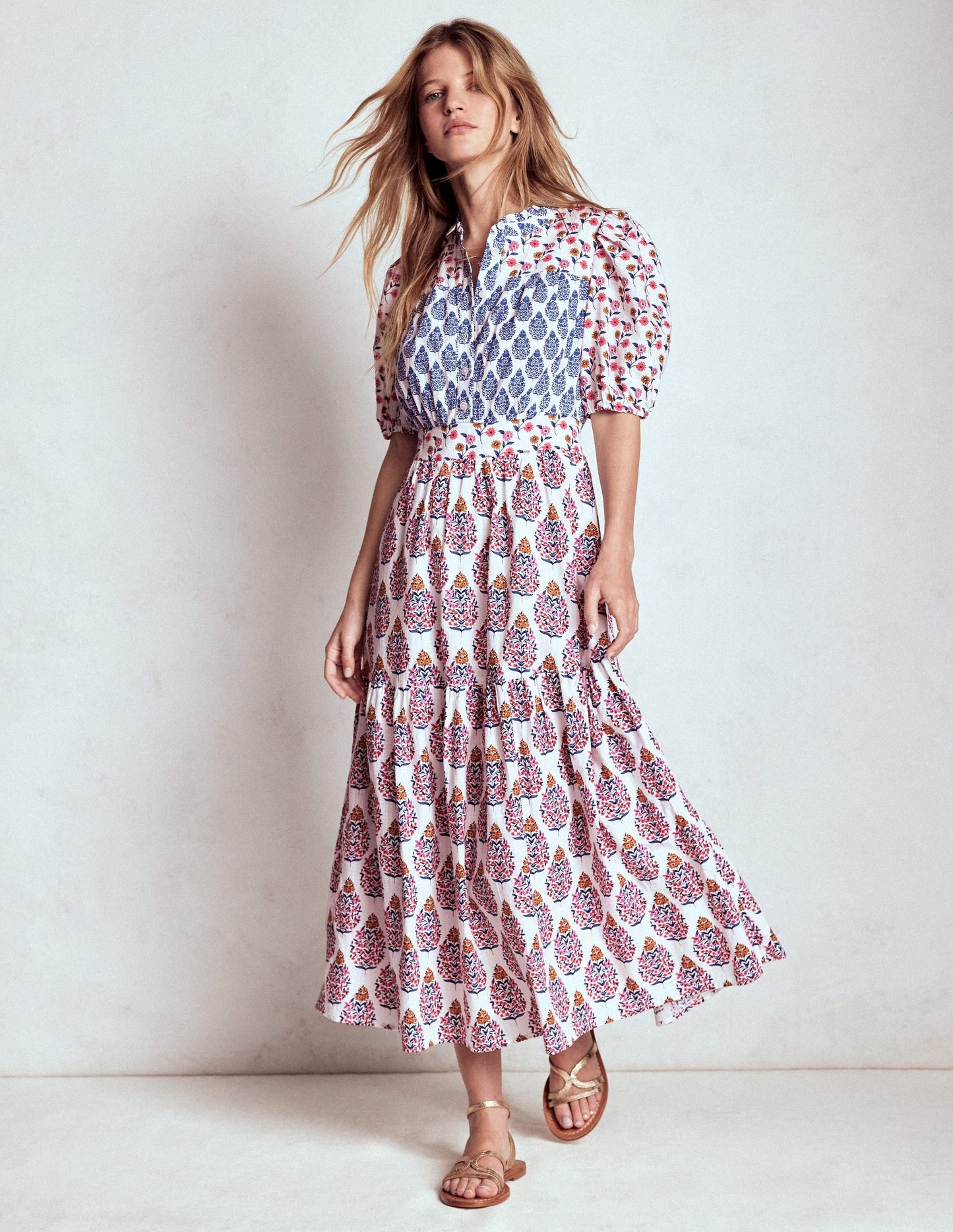 Beatrice Cotton Maxi Dress-Multi, Wildflower Bouquet