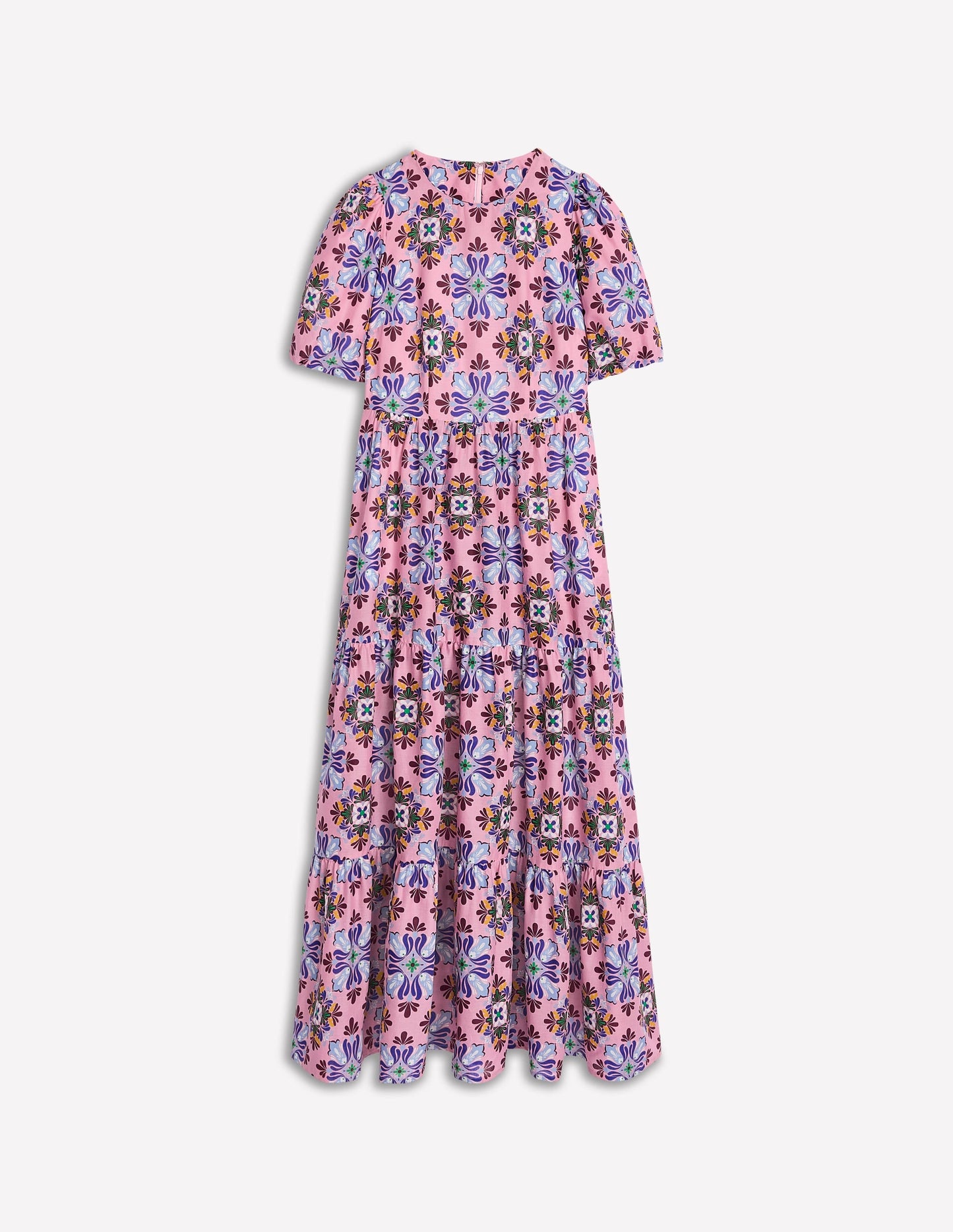 Tiered Poplin Dress-Formica Pink, Bloom Mosaic