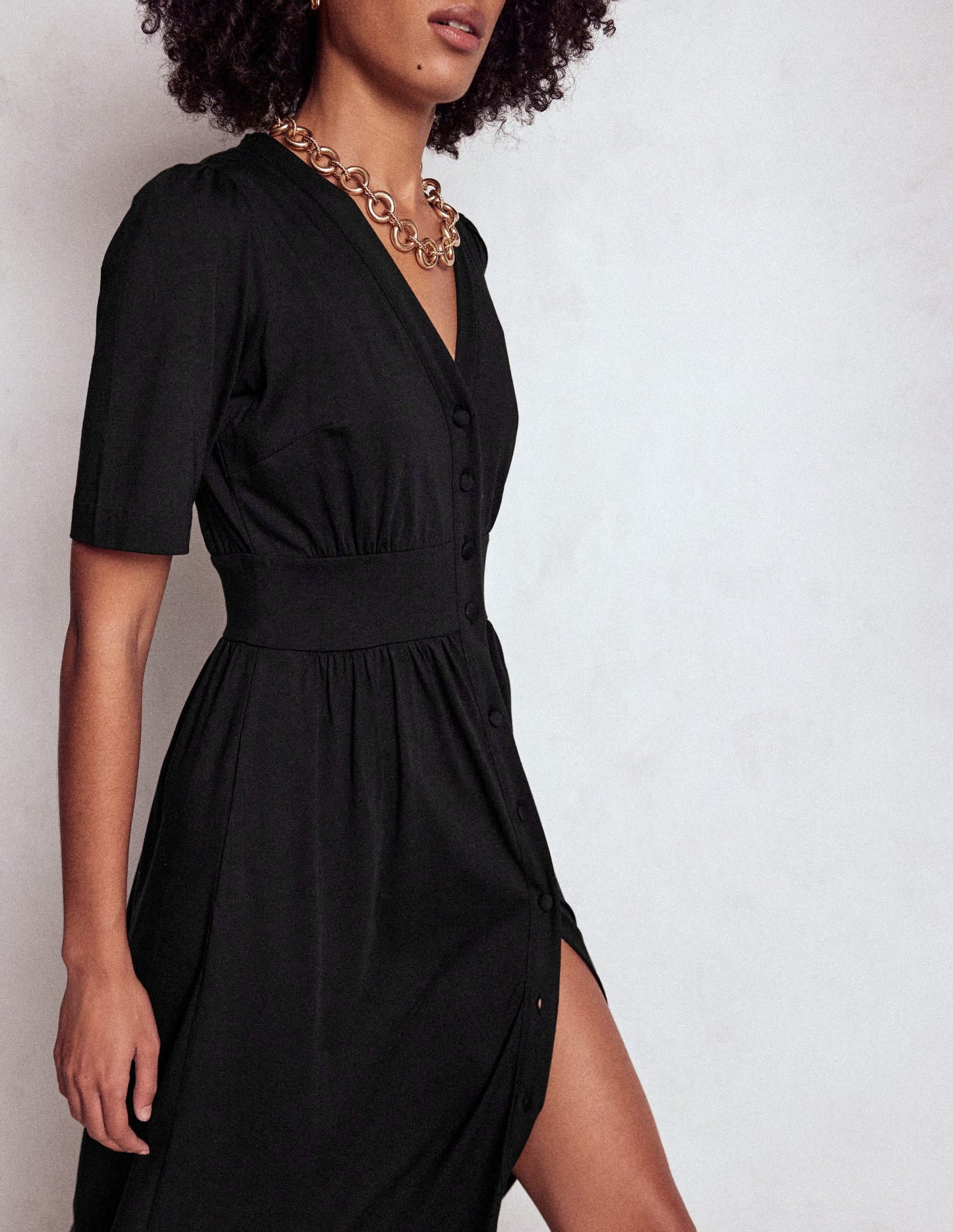 Natalia Jersey Tea Dress-Black