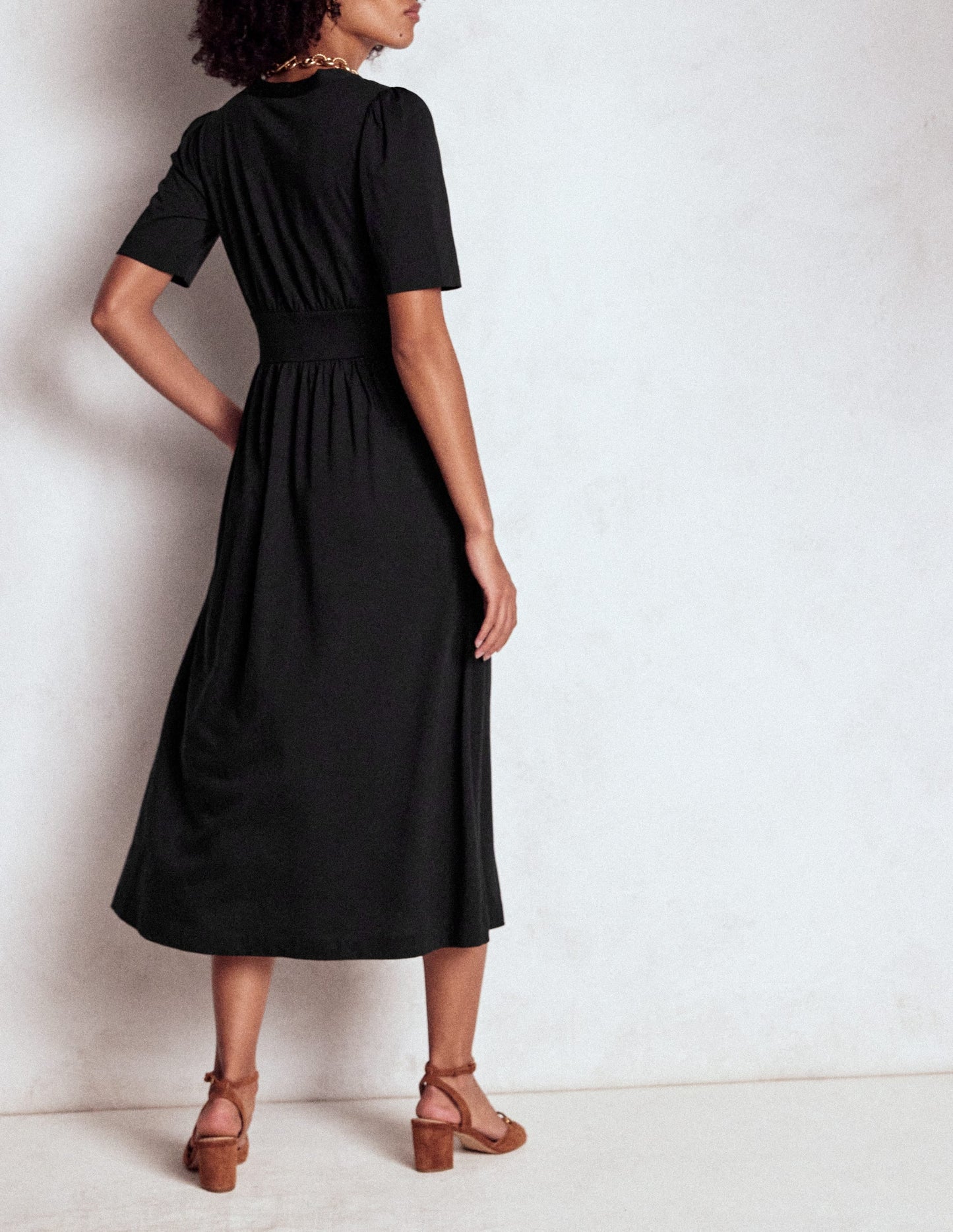 Natalia Jersey Tea Dress-Black