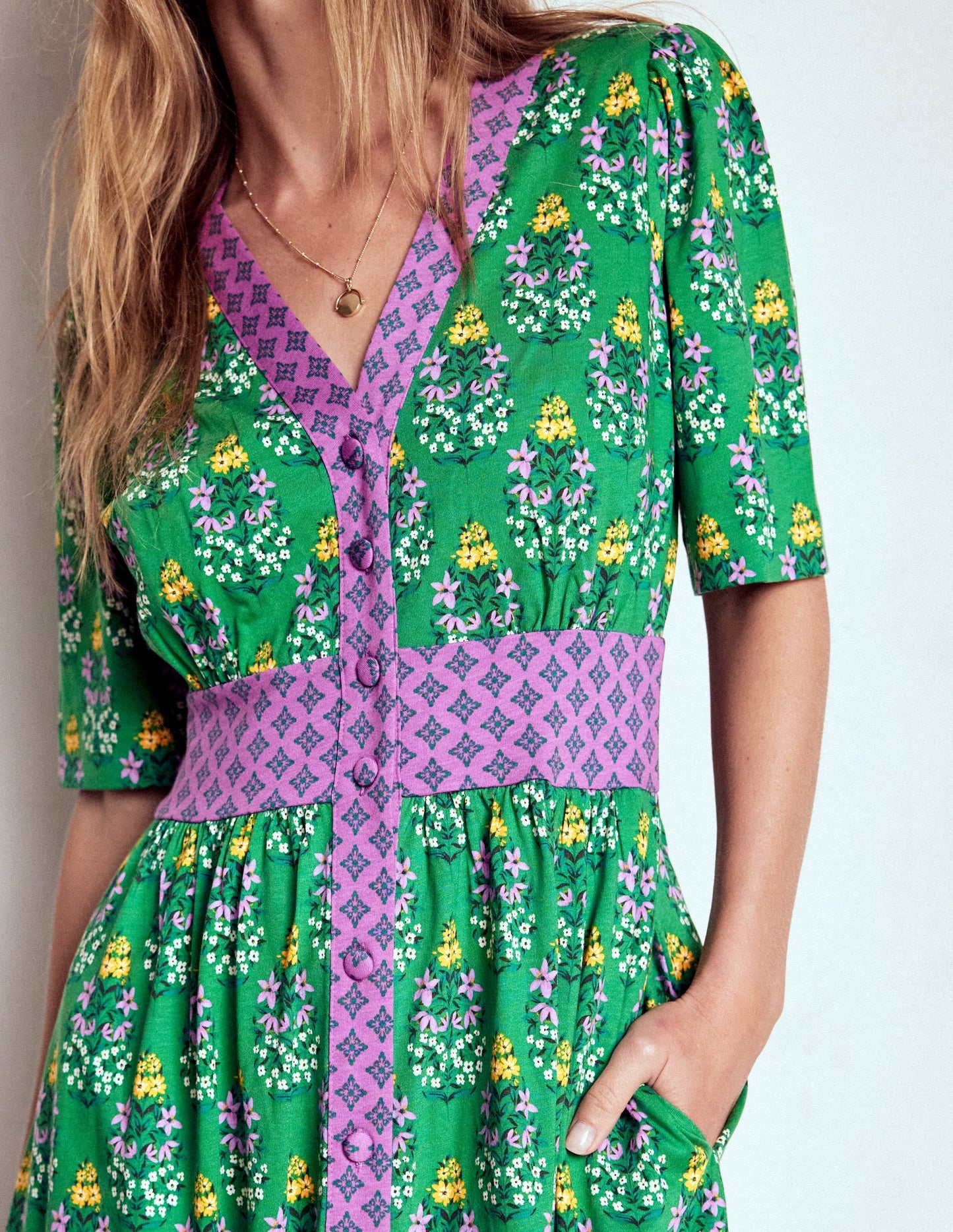 Natalia Jersey Tea Dress-Rich Emerald, Wildflower