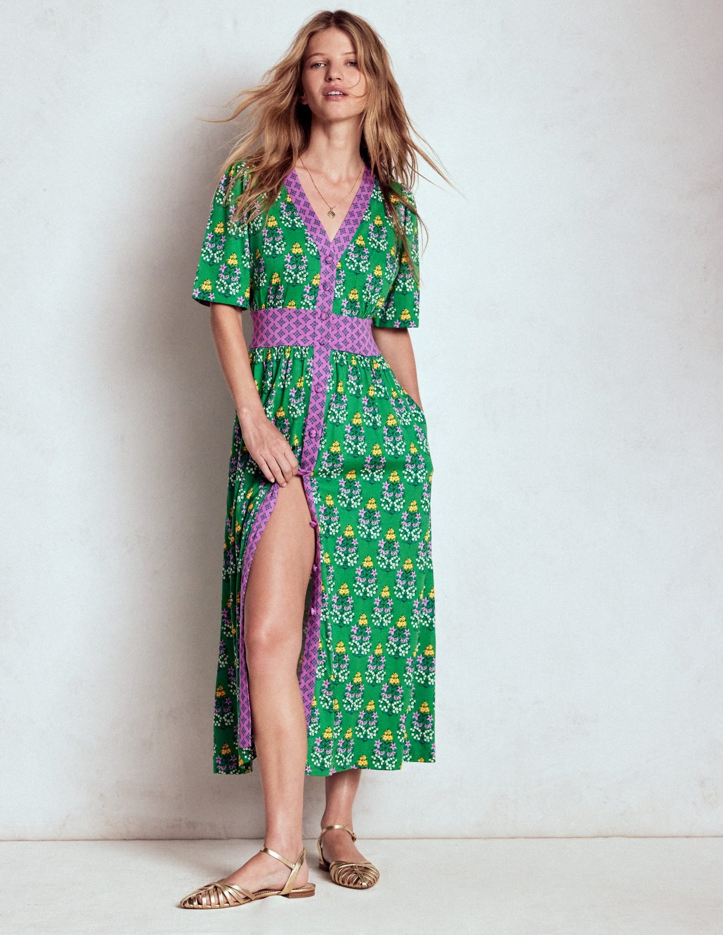 Natalia Jersey Tea Dress-Rich Emerald, Wildflower