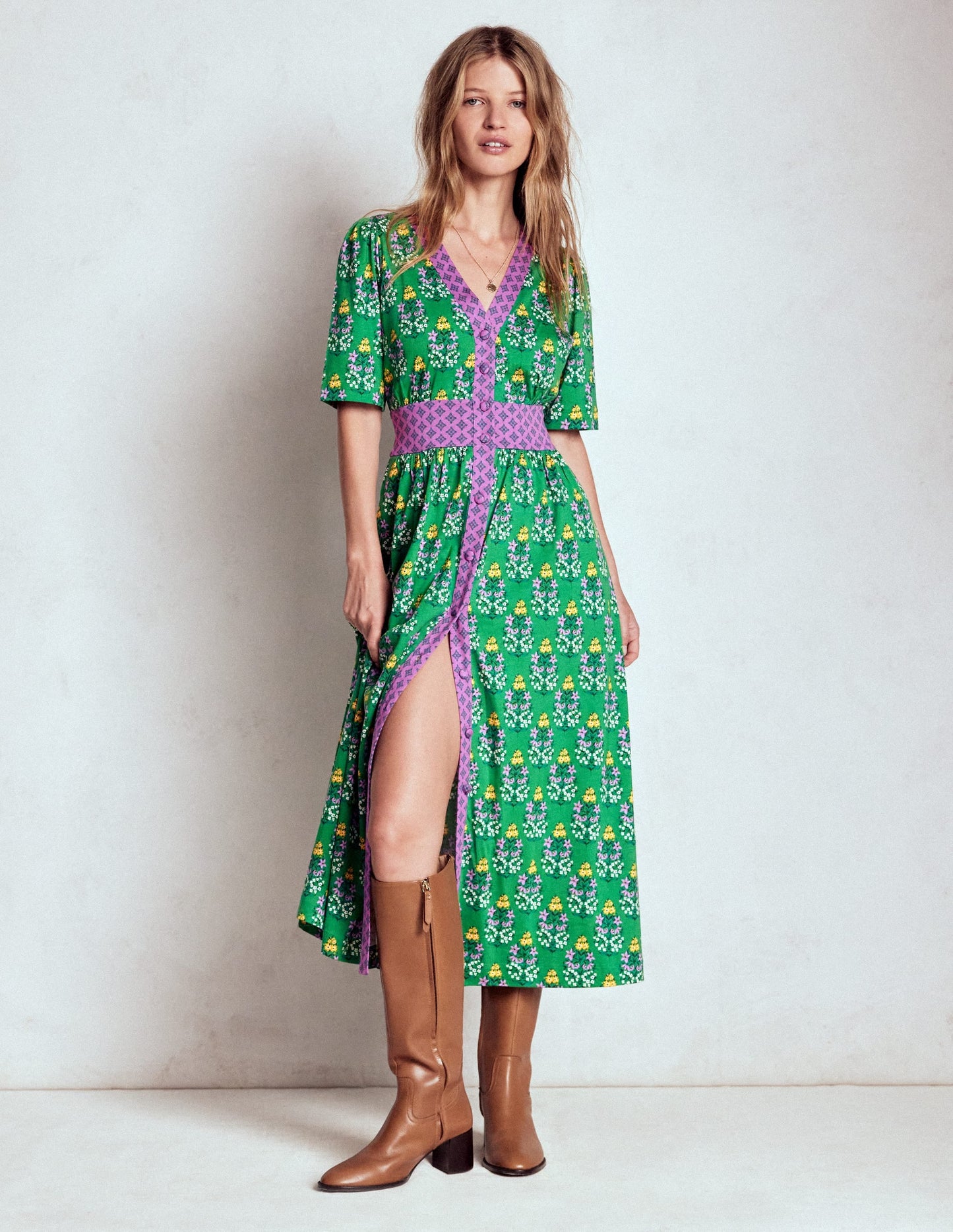 Natalia Jersey Tea Dress-Rich Emerald, Wildflower