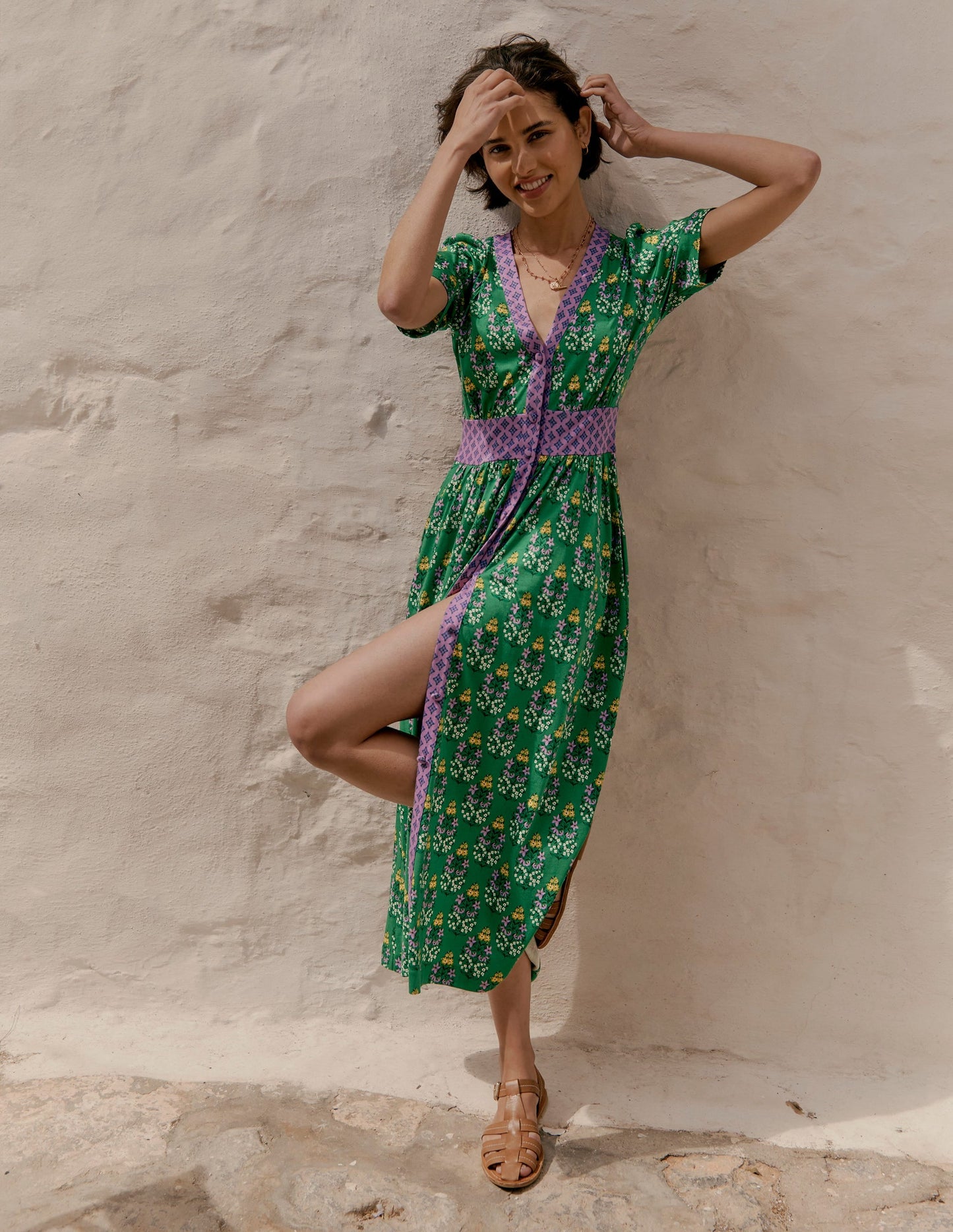 Natalia Jersey Tea Dress-Rich Emerald, Wildflower