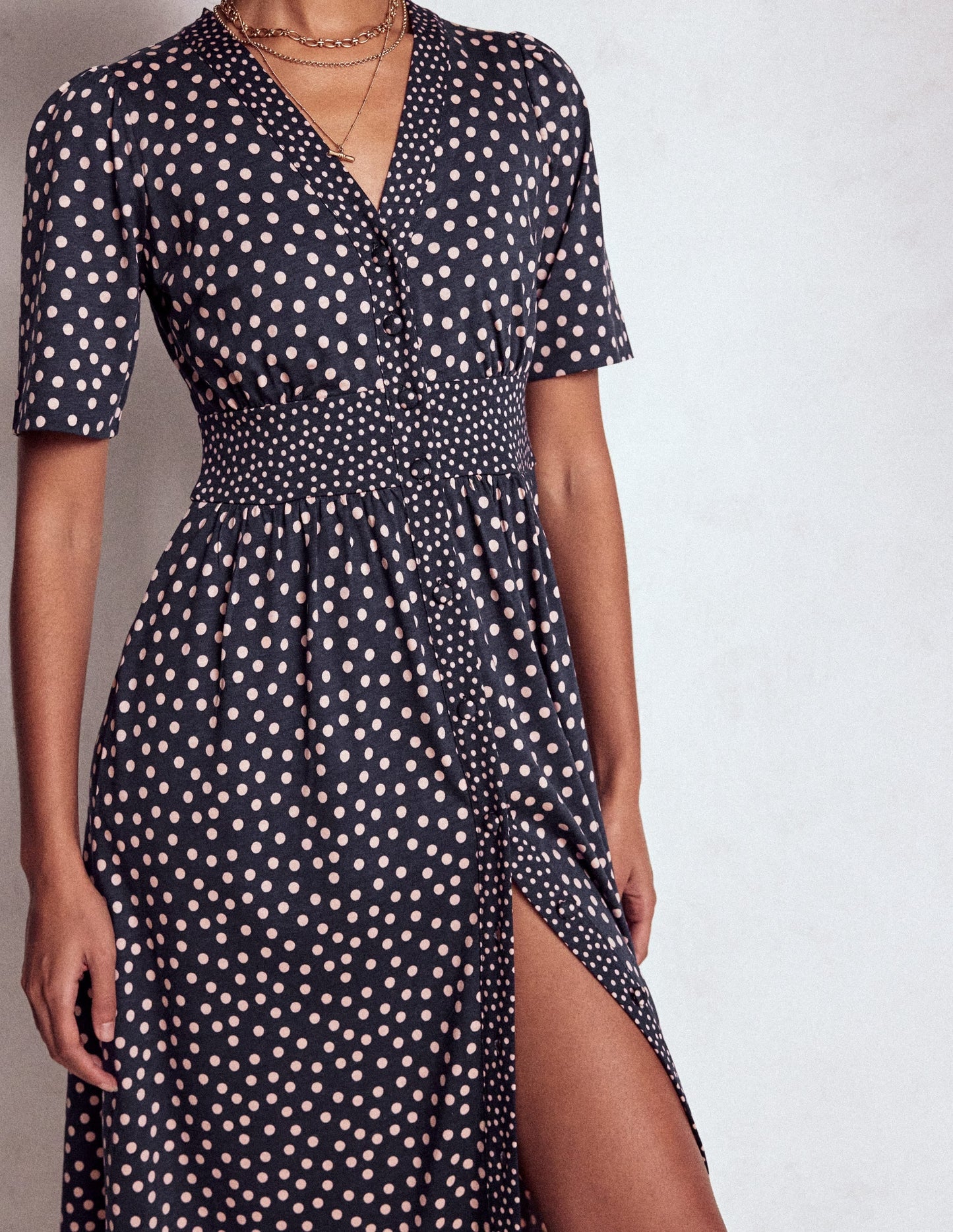 Natalia Jersey Tea Dress-French Navy, Ballet Slipper