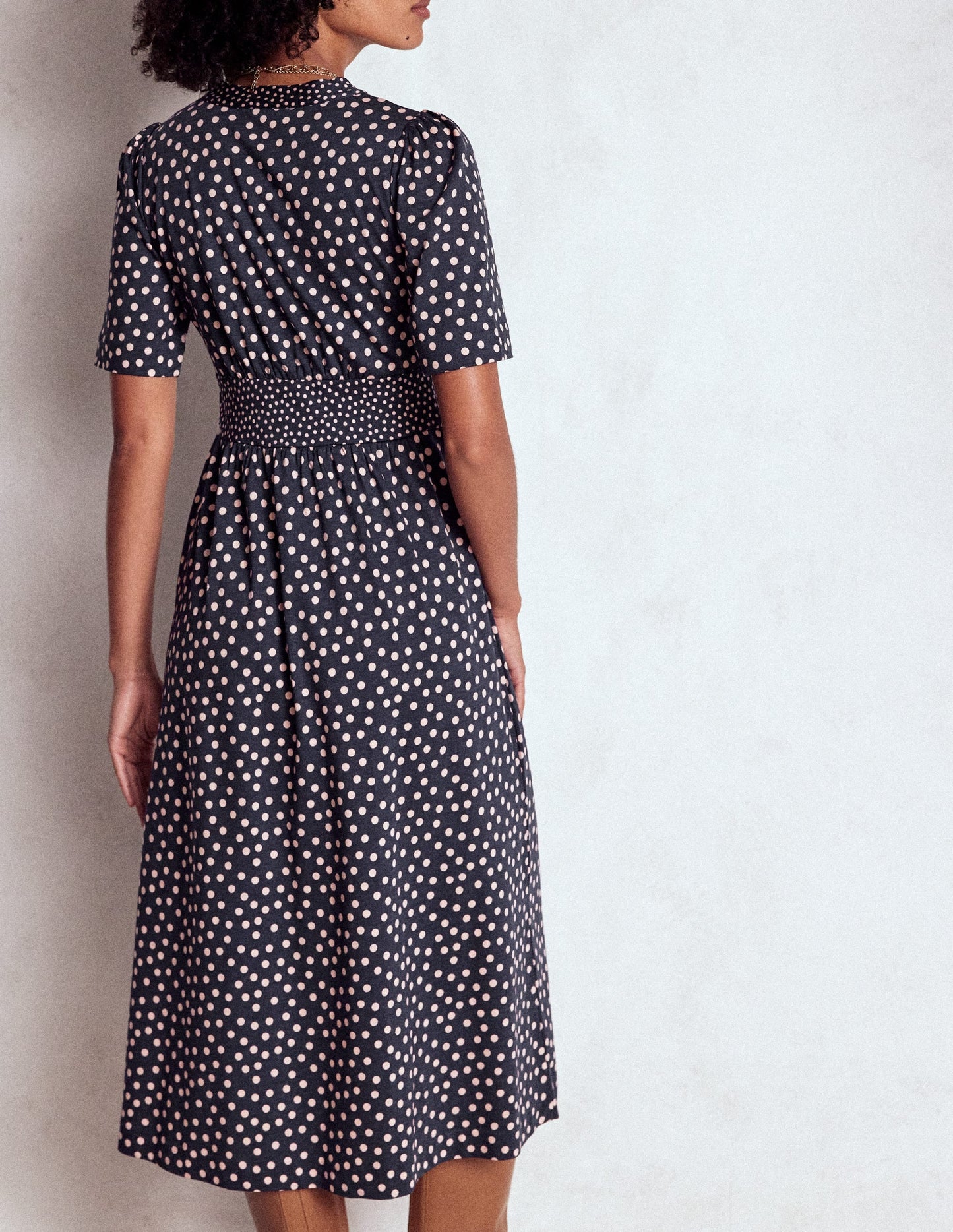 Natalia Jersey Tea Dress-French Navy, Ballet Slipper