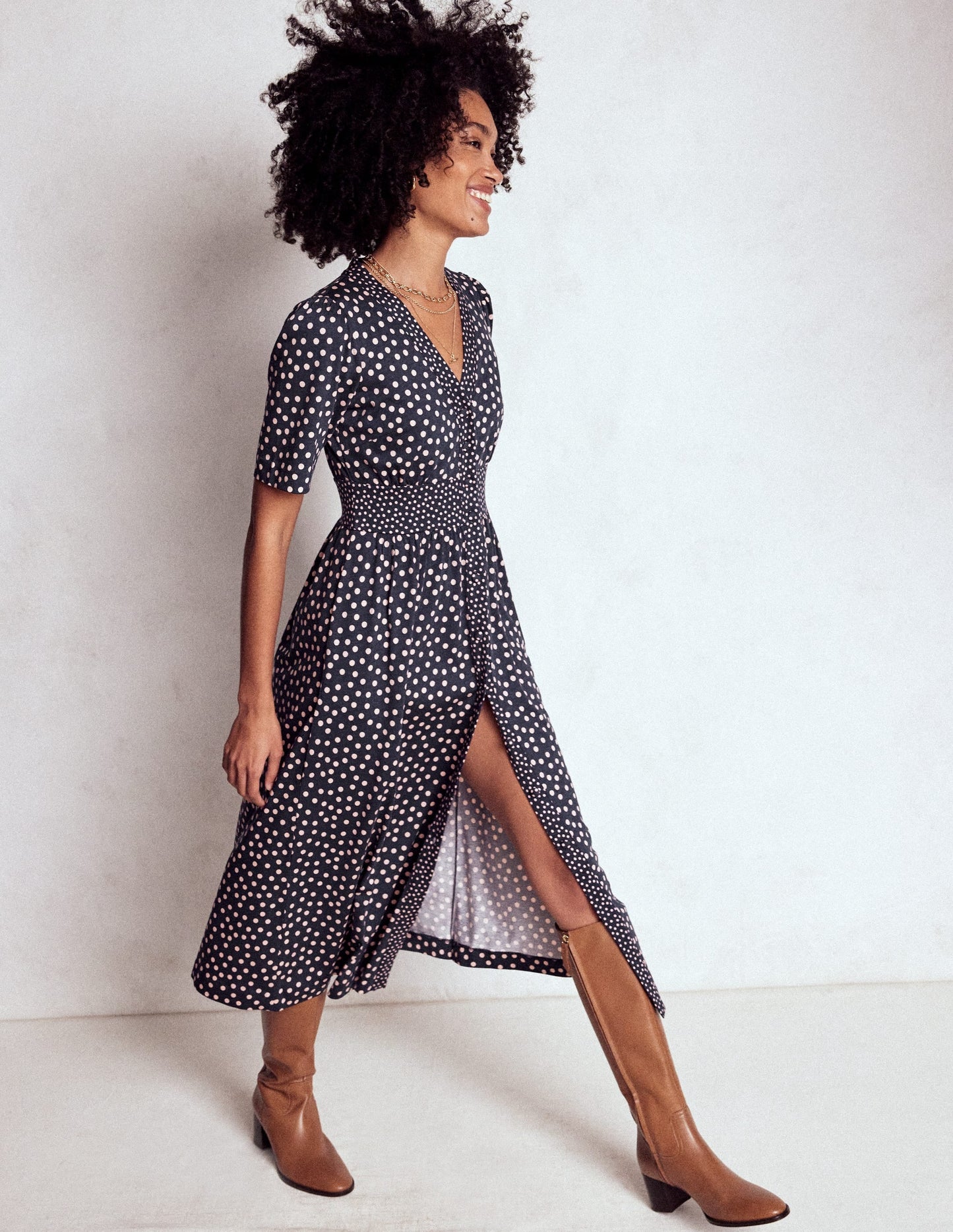 Natalia Jersey Tea Dress-French Navy, Ballet Slipper