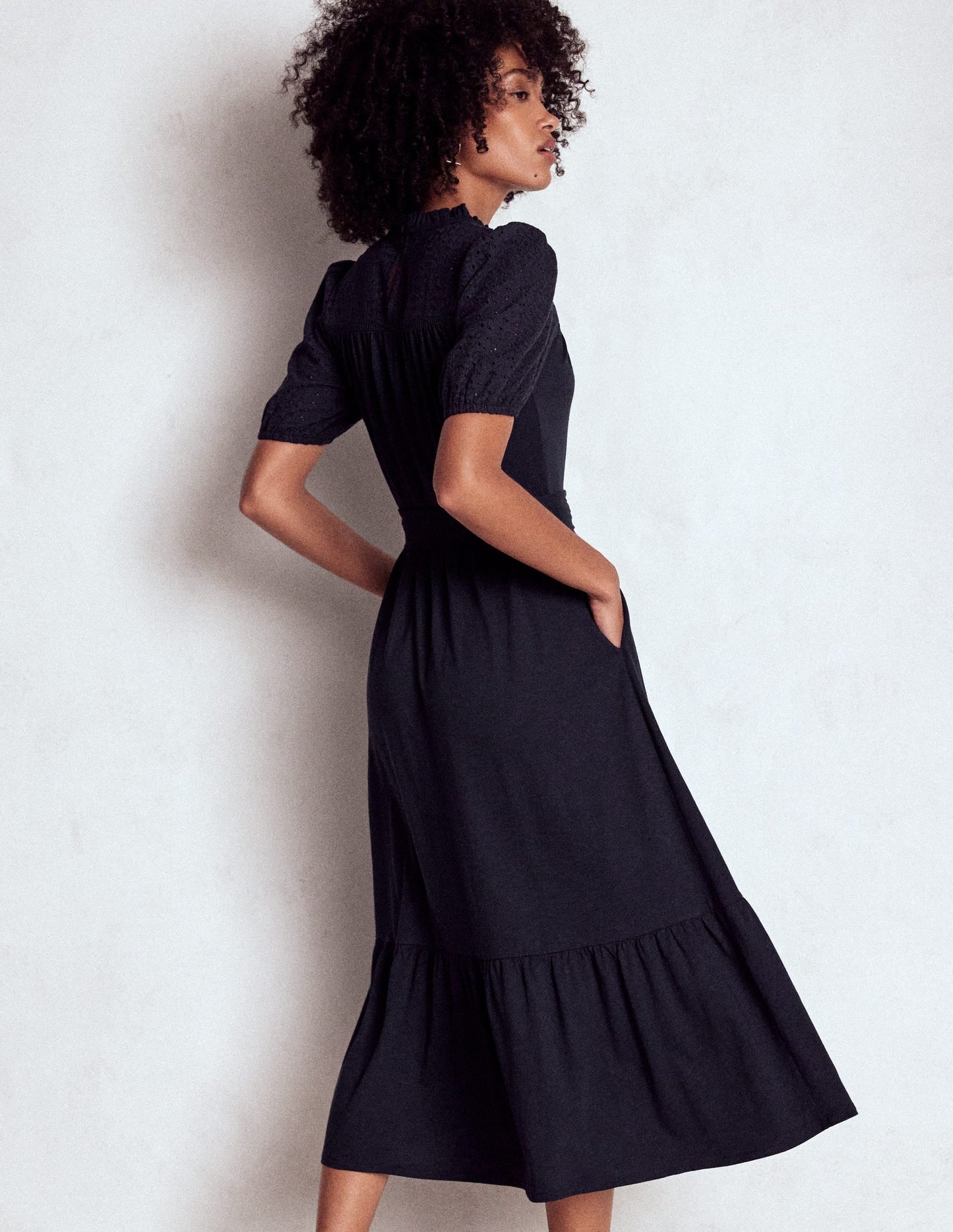 Lorelei Broderie Jersey Dress-Navy