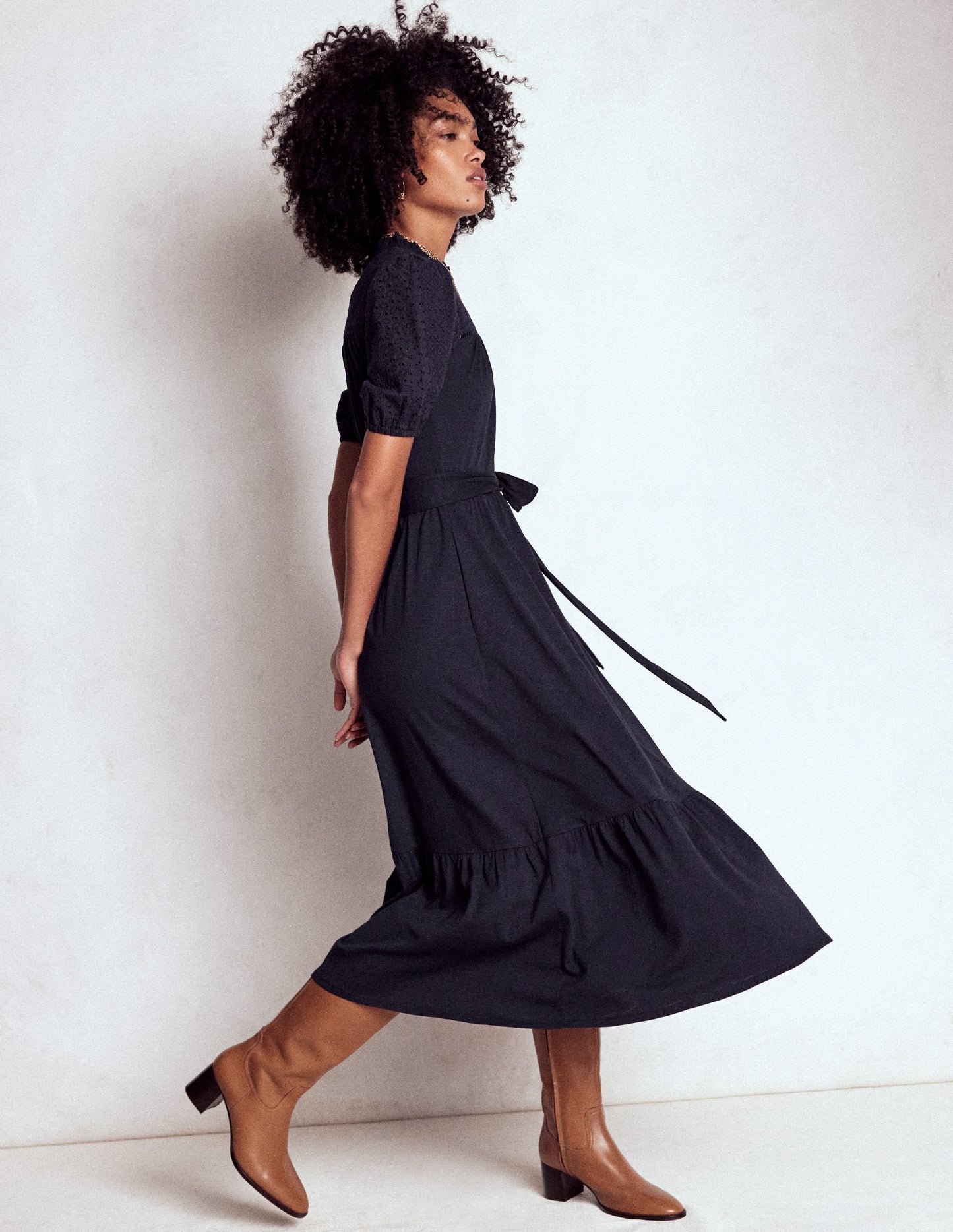 Lorelei Broderie Jersey Dress-Navy