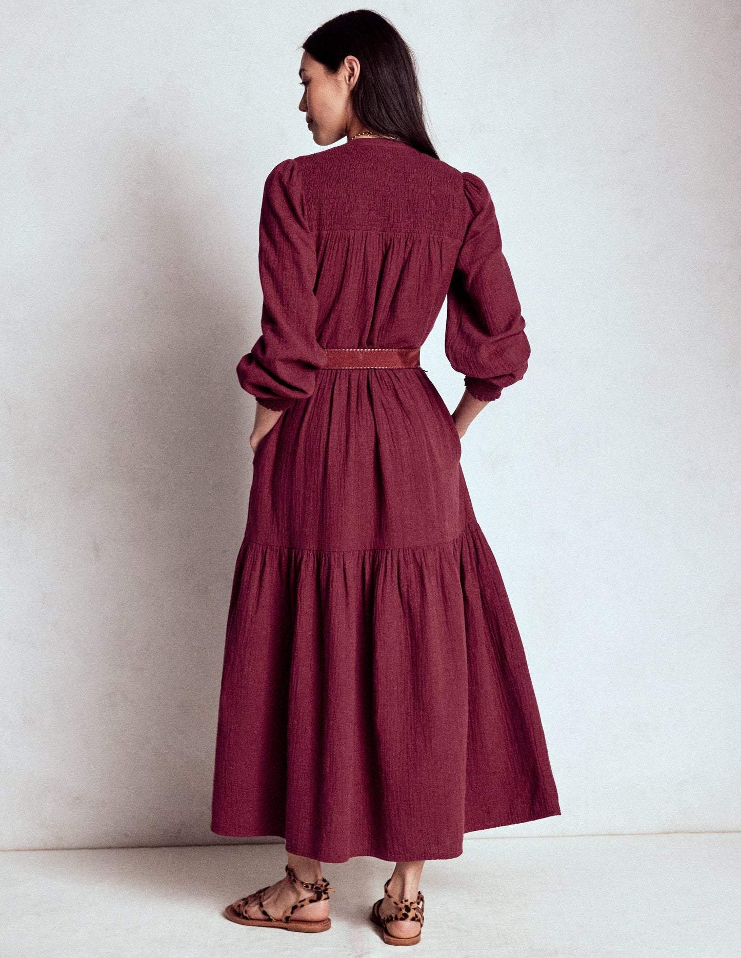 Cecily Double Cloth Midi Dress-Deep Wisteria