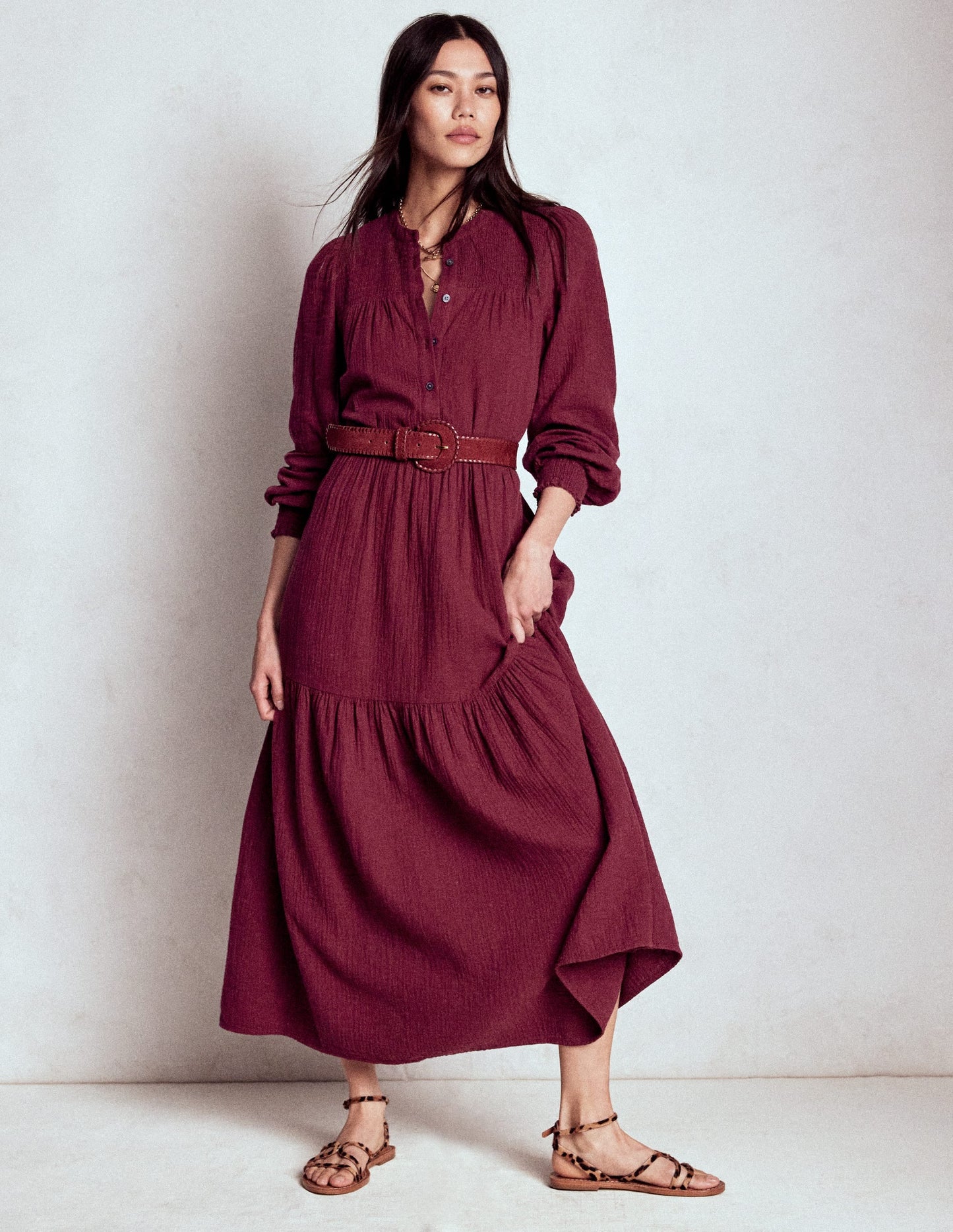 Cecily Double Cloth Midi Dress-Deep Wisteria