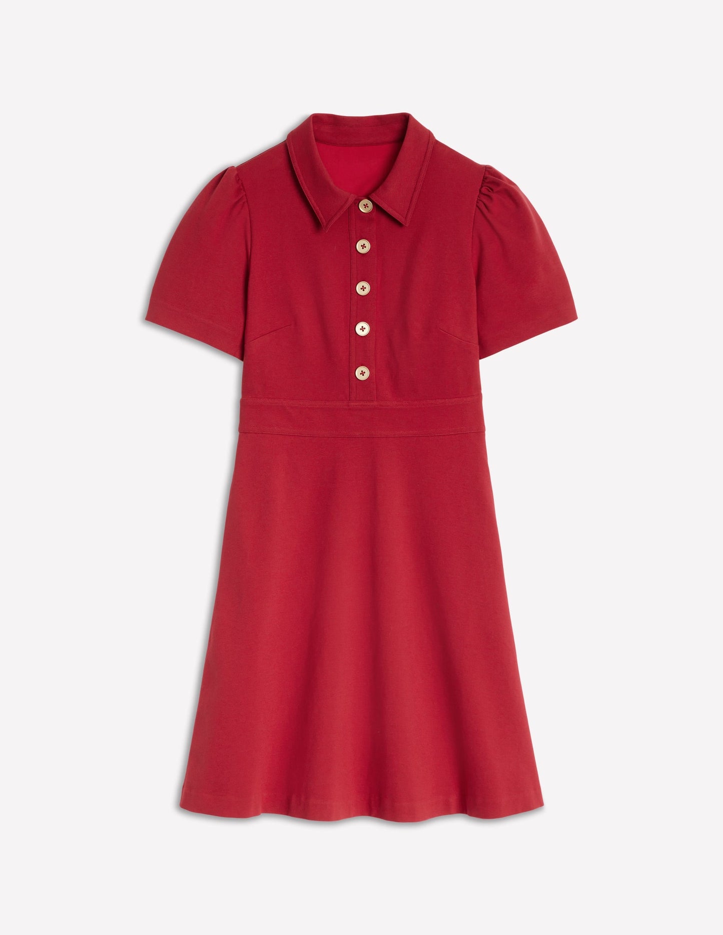 Nicolette Ponte Shirt Dress-Crimson Red