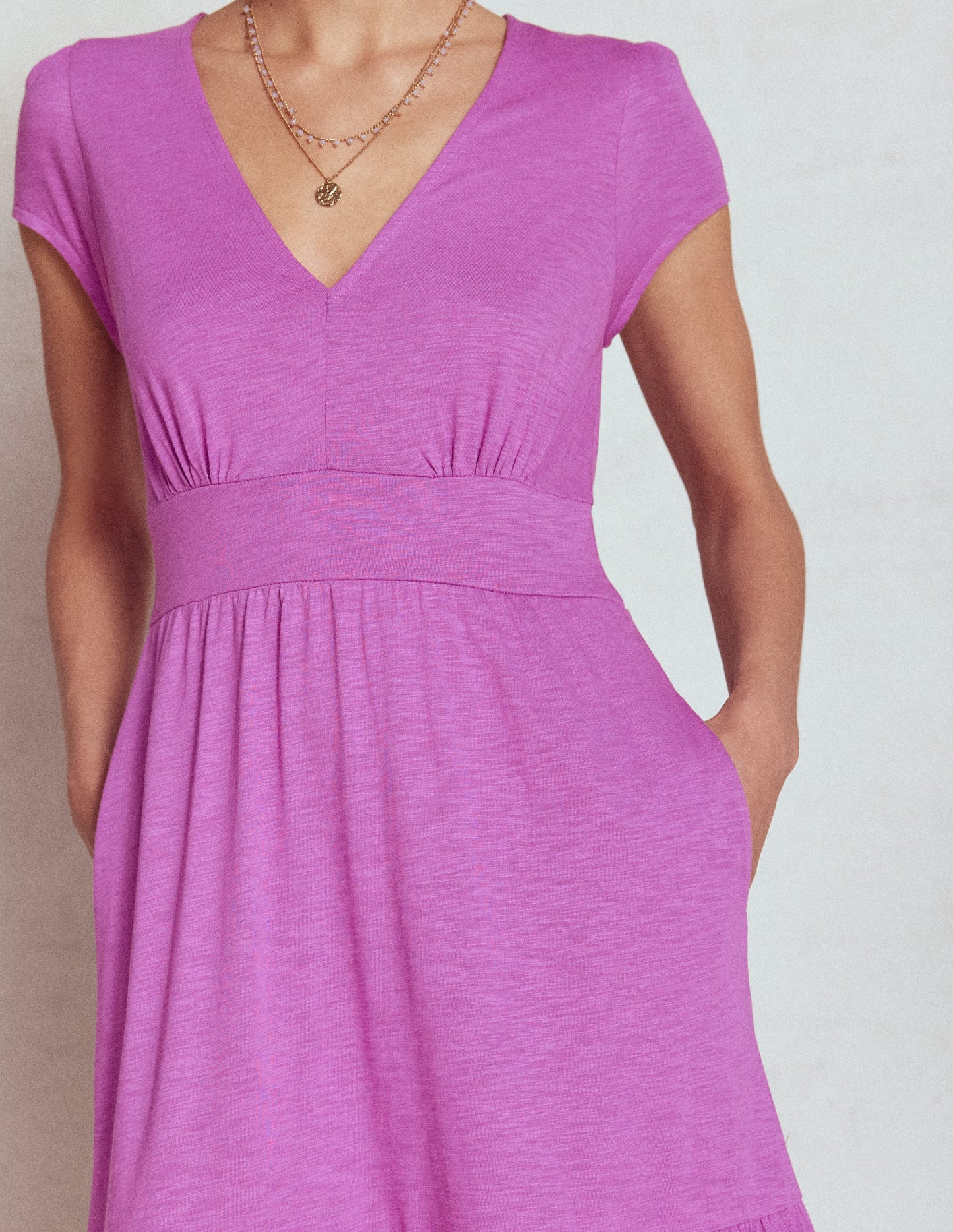 Eloise Tiered Jersey Dress-Foxglove Purple