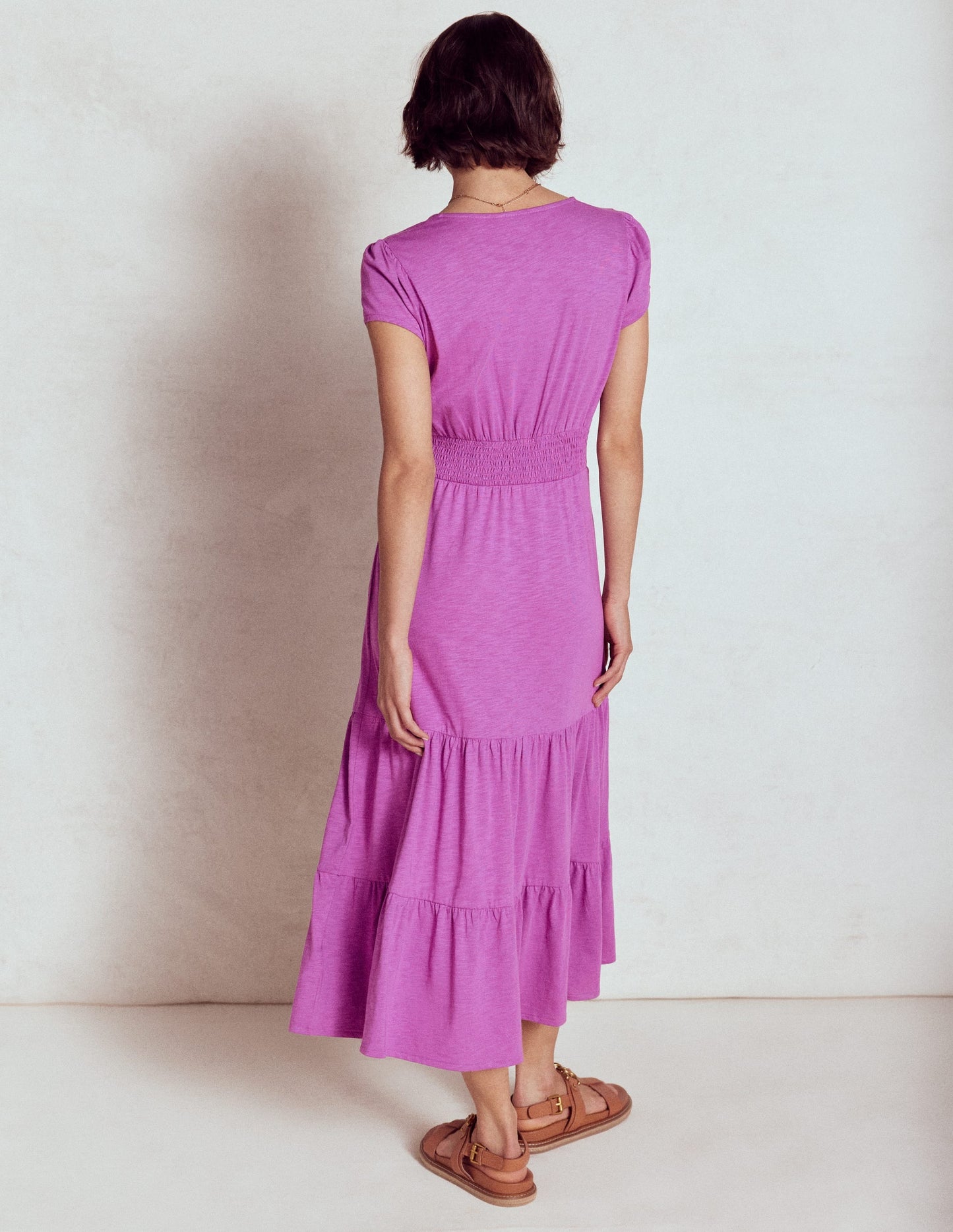 Eloise Tiered Jersey Dress-Foxglove Purple