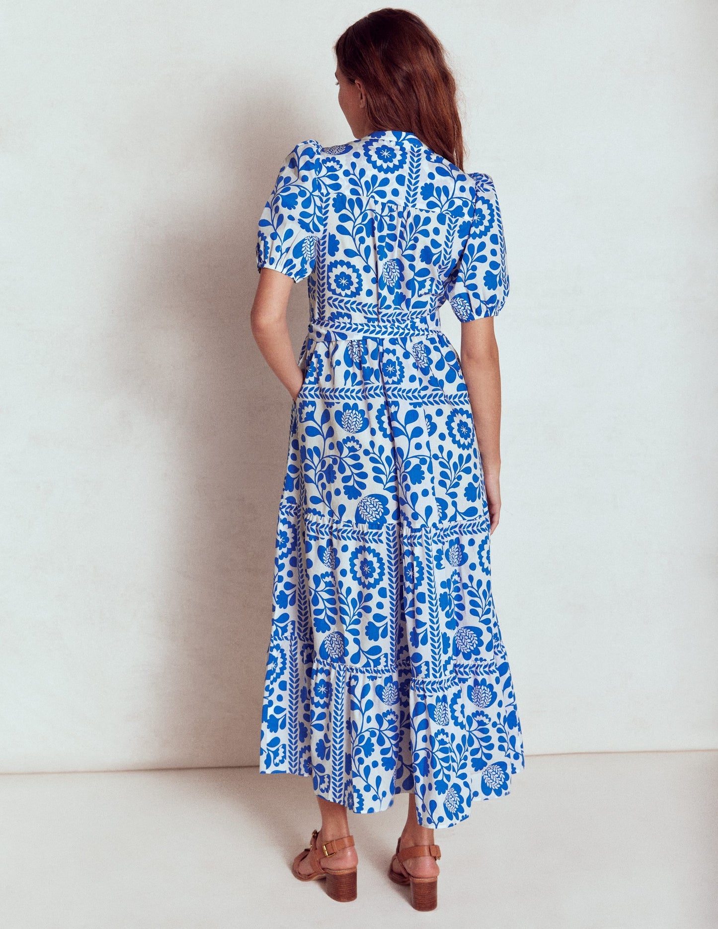 Christabel Cotton Midi Dress-Gallery Blue, Walled Garden