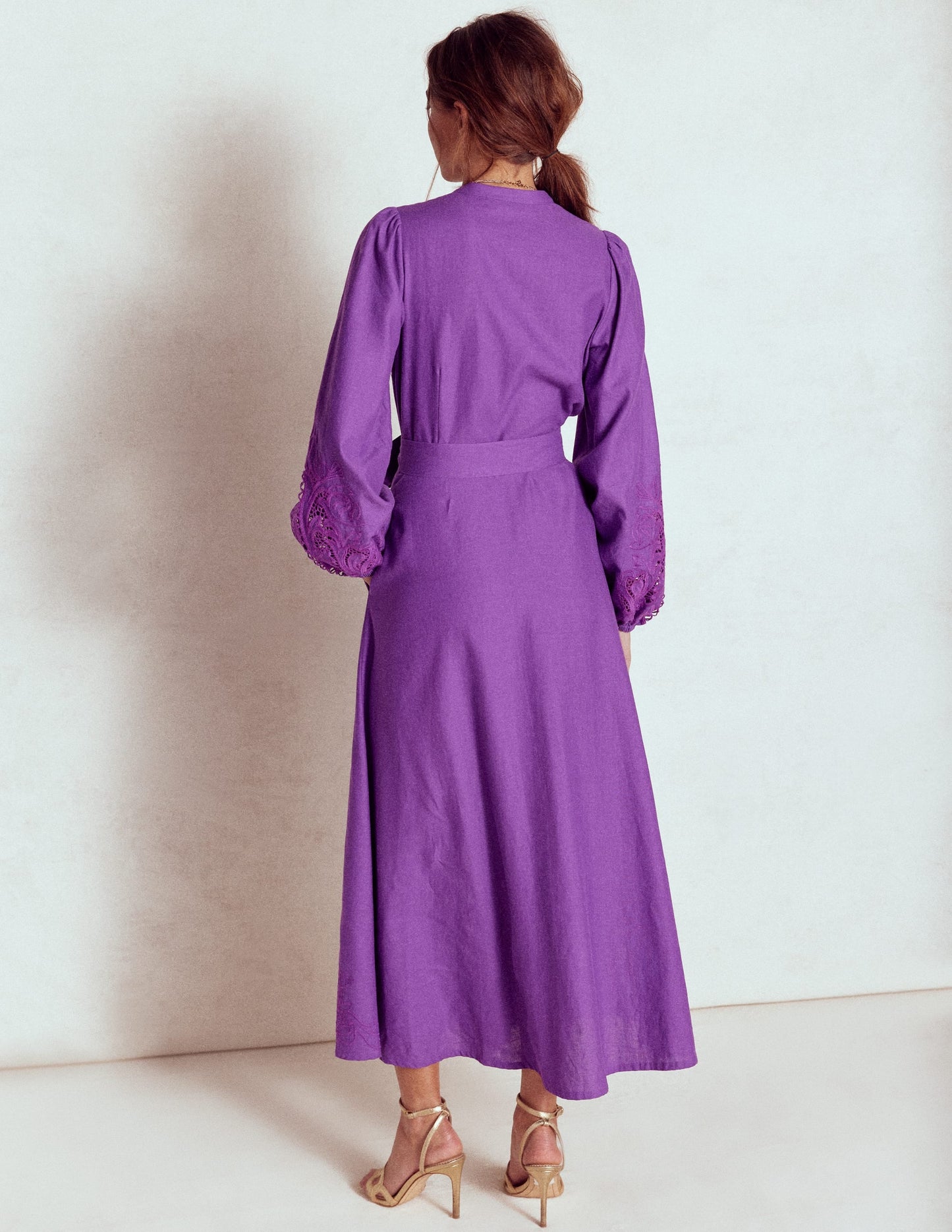 Mae Linen Blend Shirt Dress-Royal Purple