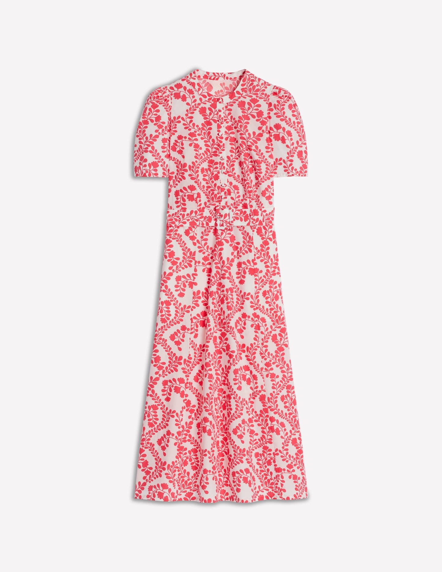 Kate Puff Sleeve Belted Dress-lvory, Vine Silhouette