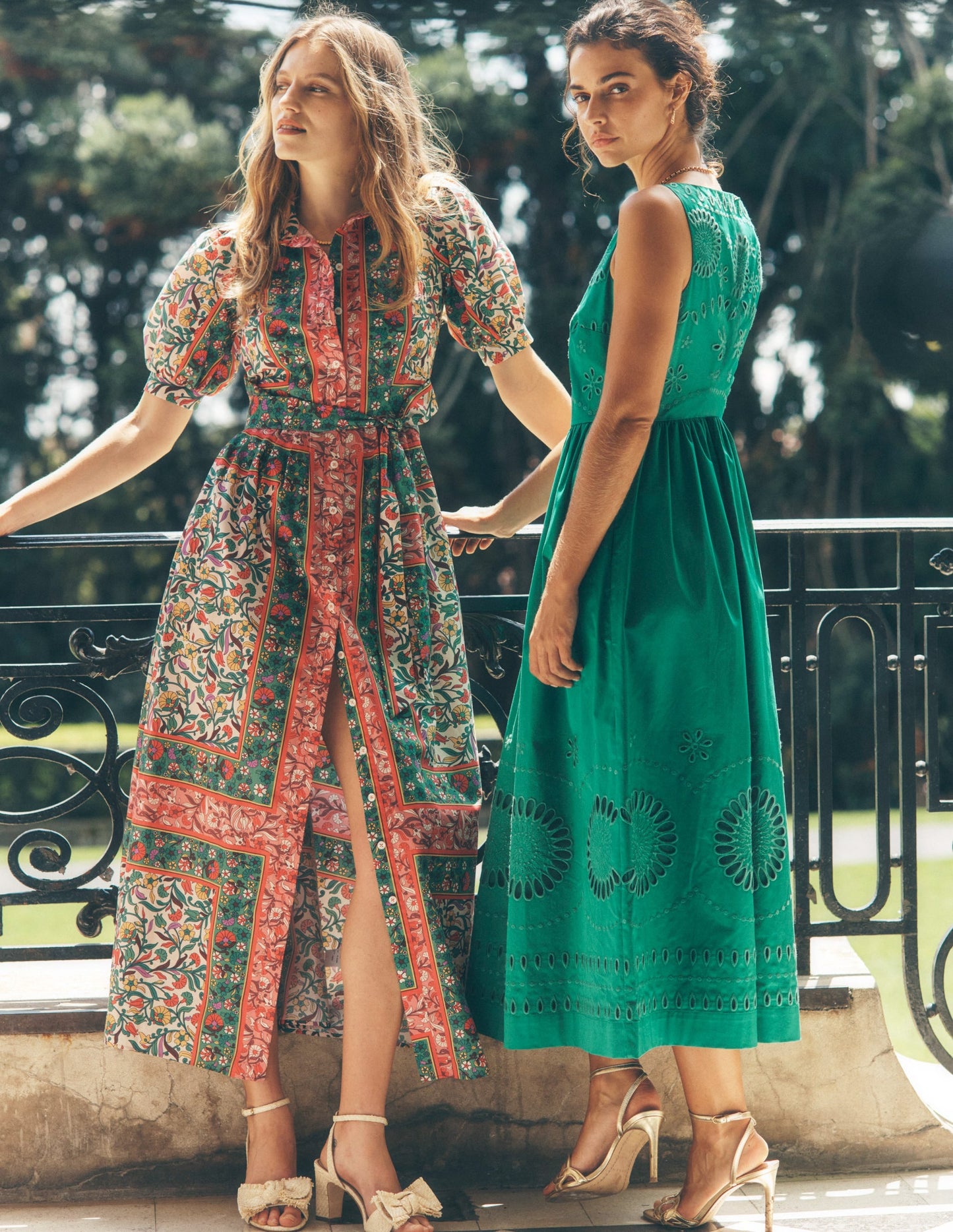 Lauren Broderie Midi Dress-Rich Emerald, Broderie